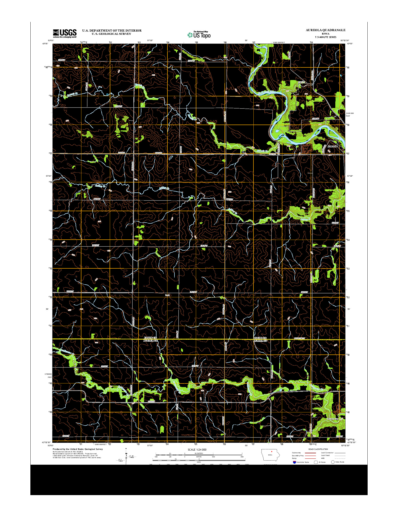 USGS US TOPO 7.5-MINUTE MAP FOR AUREOLA, IA 2013