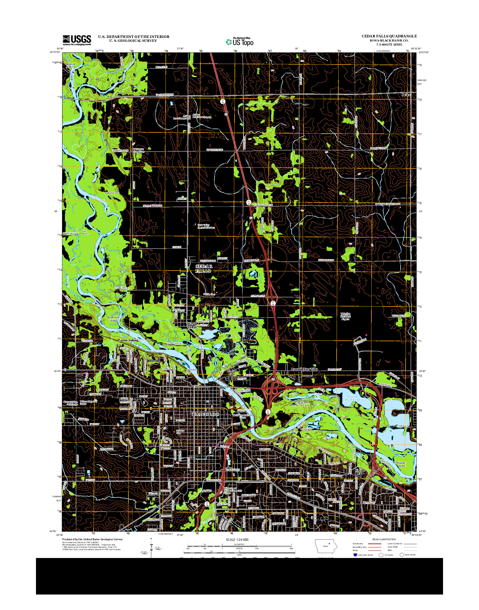 USGS US TOPO 7.5-MINUTE MAP FOR CEDAR FALLS, IA 2013