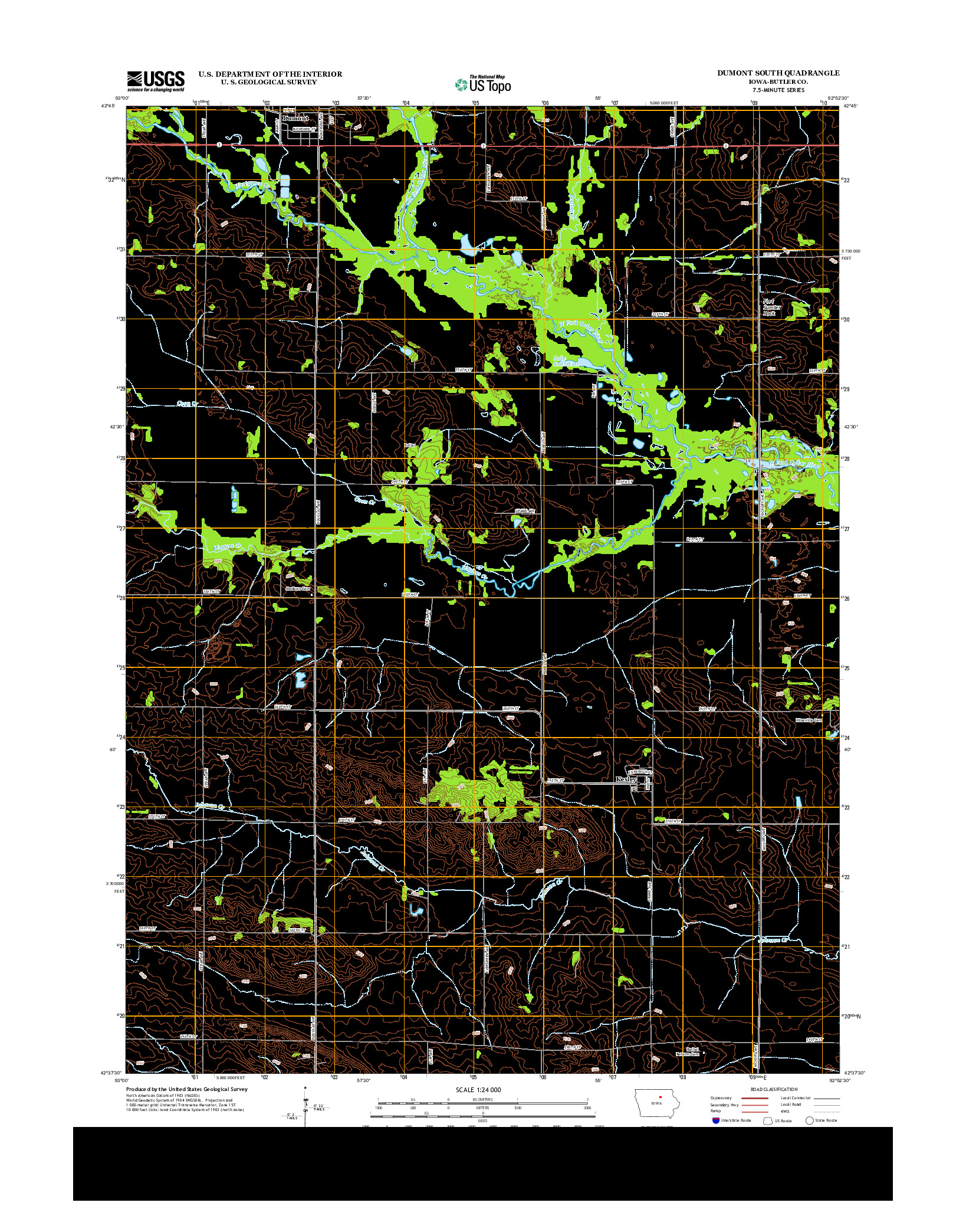 USGS US TOPO 7.5-MINUTE MAP FOR DUMONT SOUTH, IA 2013