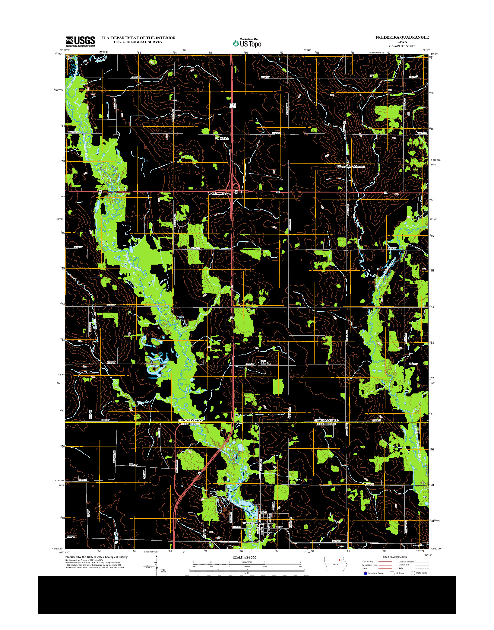USGS US TOPO 7.5-MINUTE MAP FOR FREDERIKA, IA 2013