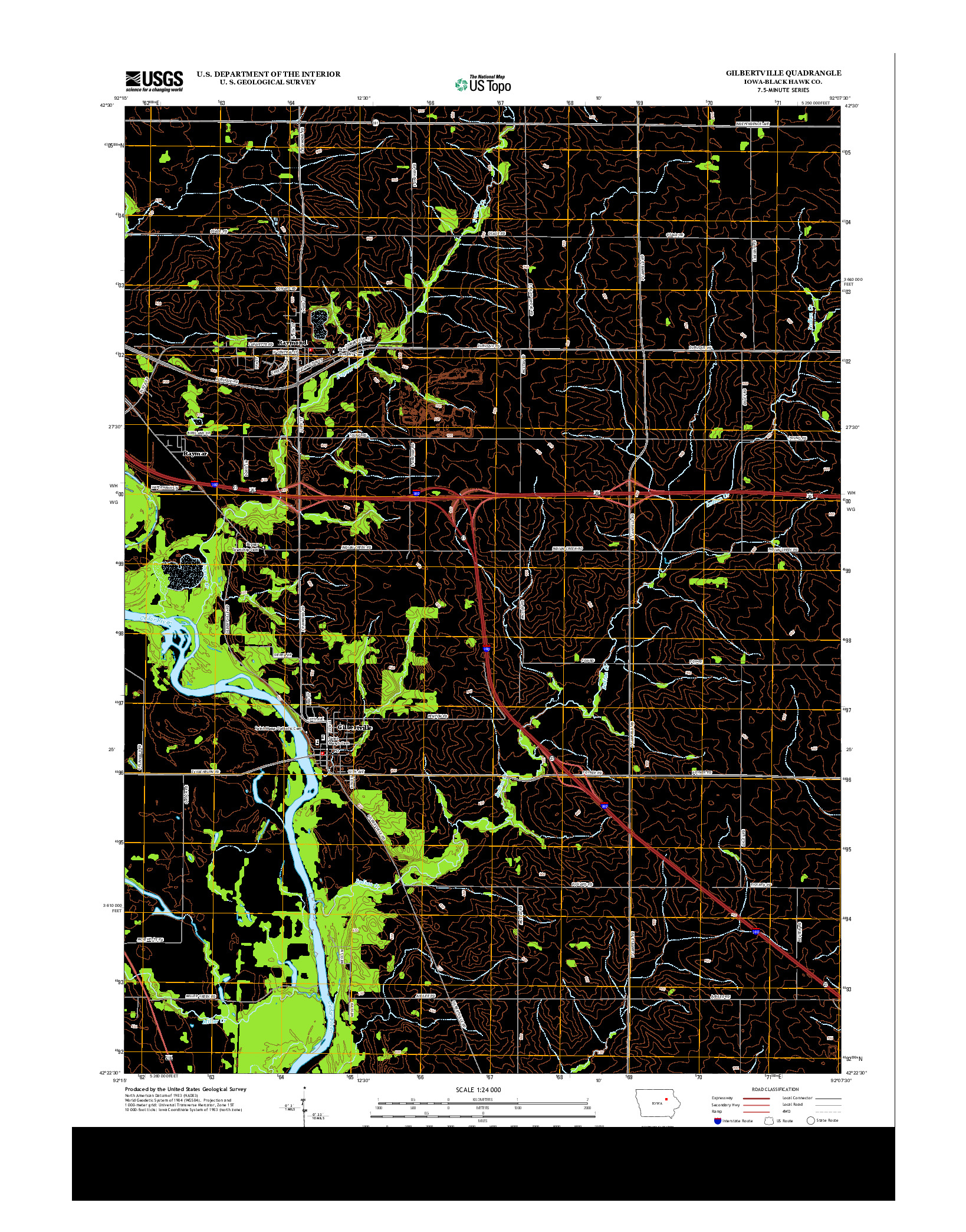 USGS US TOPO 7.5-MINUTE MAP FOR GILBERTVILLE, IA 2013