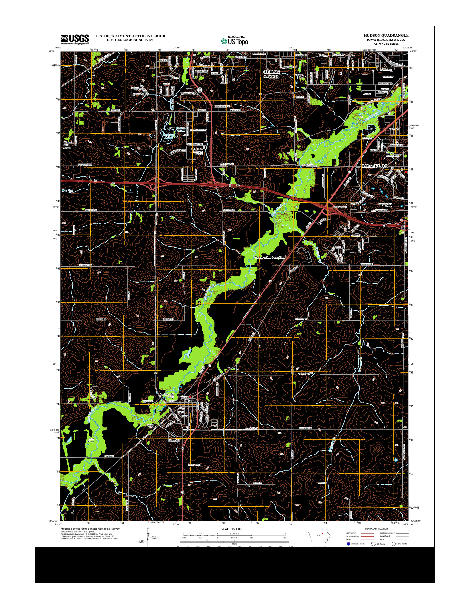 USGS US TOPO 7.5-MINUTE MAP FOR HUDSON, IA 2013