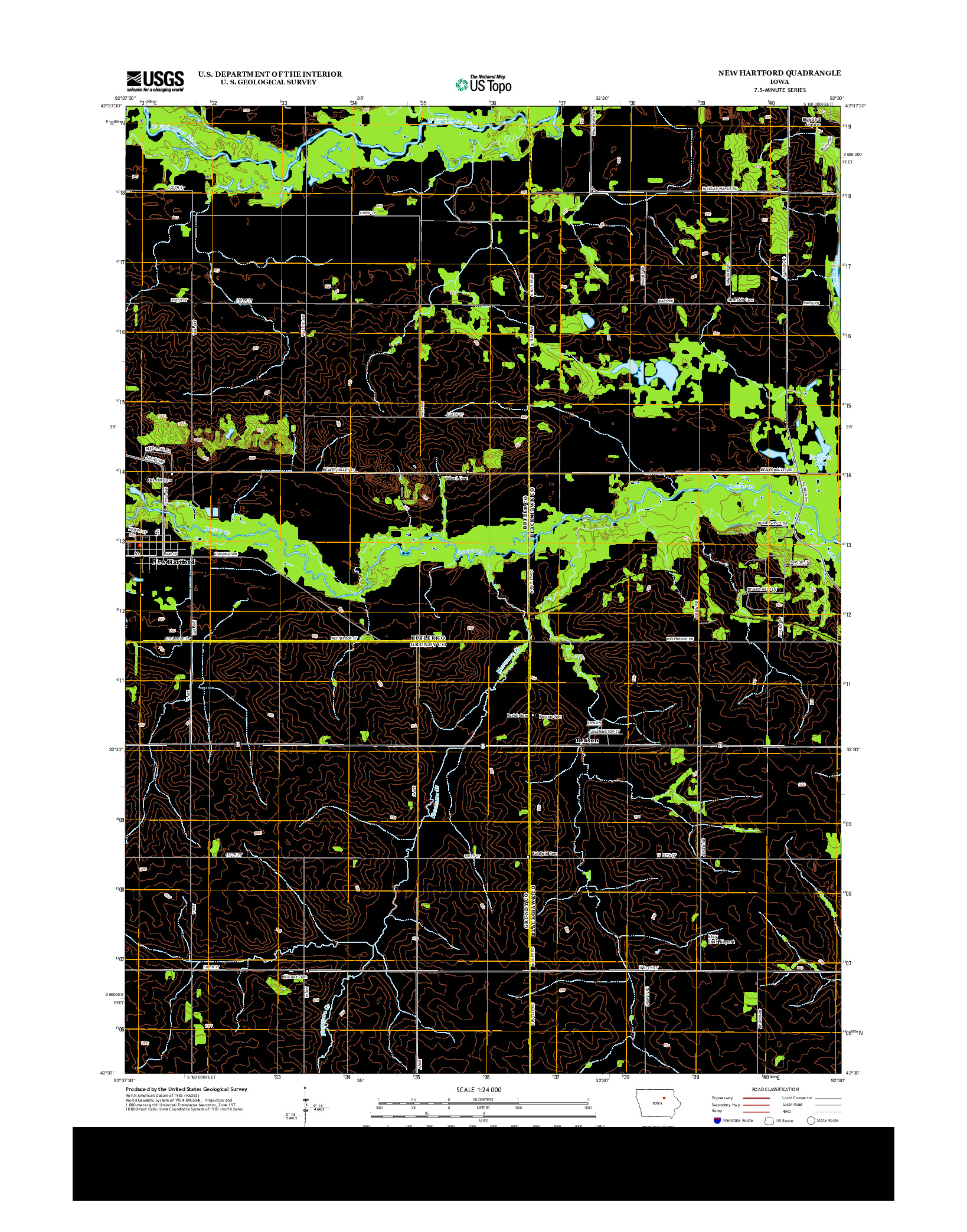 USGS US TOPO 7.5-MINUTE MAP FOR NEW HARTFORD, IA 2013