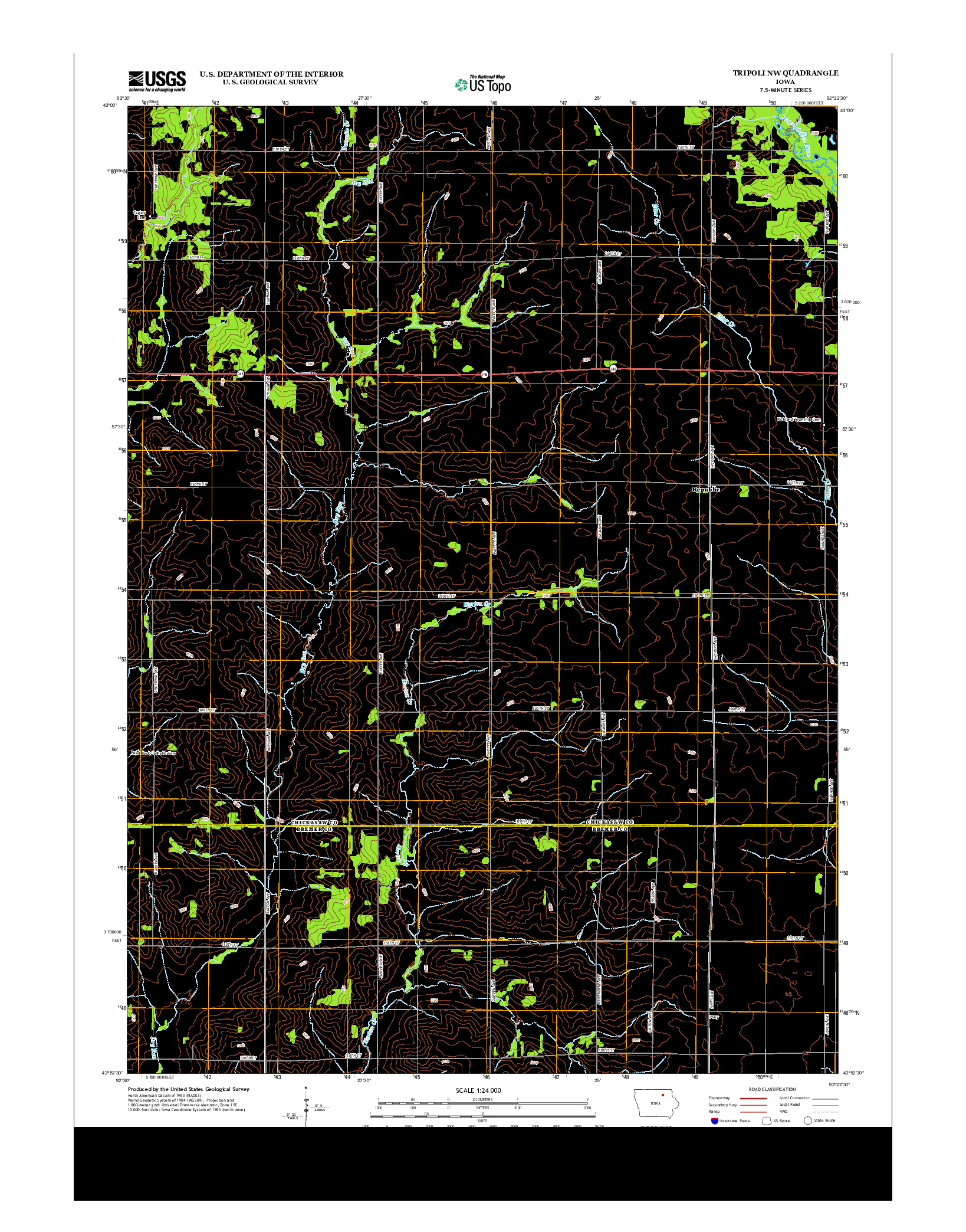 USGS US TOPO 7.5-MINUTE MAP FOR TRIPOLI NW, IA 2013