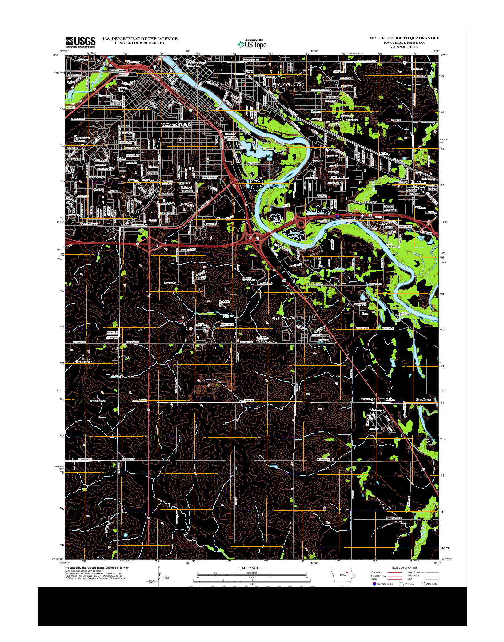 USGS US TOPO 7.5-MINUTE MAP FOR WATERLOO SOUTH, IA 2013