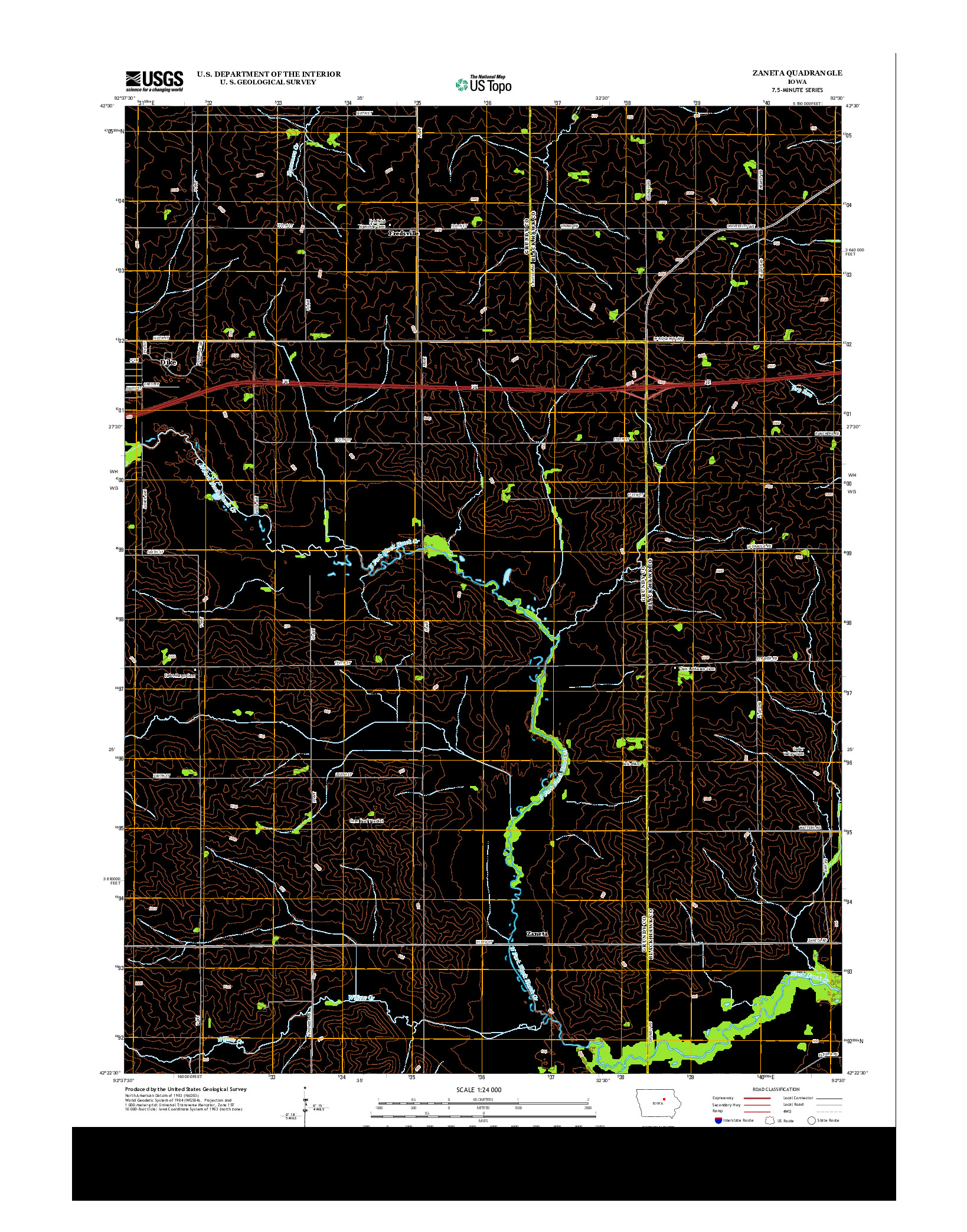 USGS US TOPO 7.5-MINUTE MAP FOR ZANETA, IA 2013