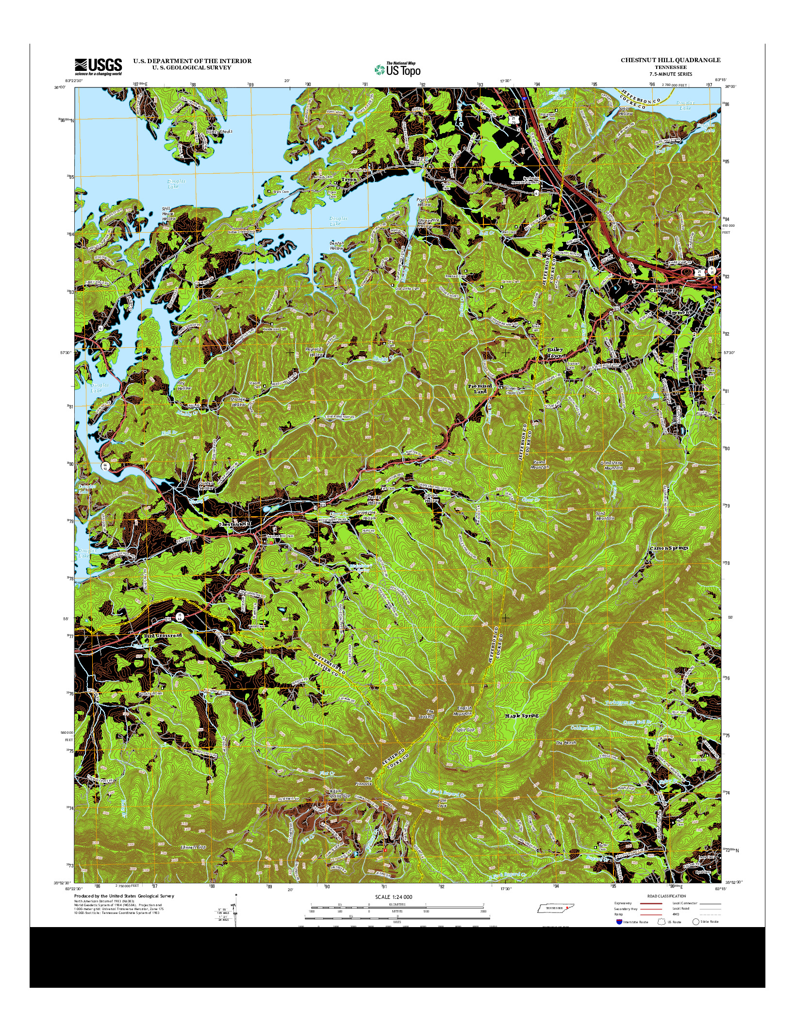 USGS US TOPO 7.5-MINUTE MAP FOR CHESTNUT HILL, TN 2013