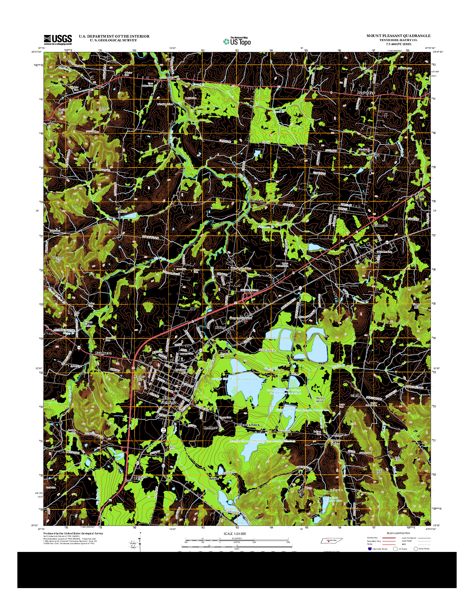 USGS US TOPO 7.5-MINUTE MAP FOR MOUNT PLEASANT, TN 2013