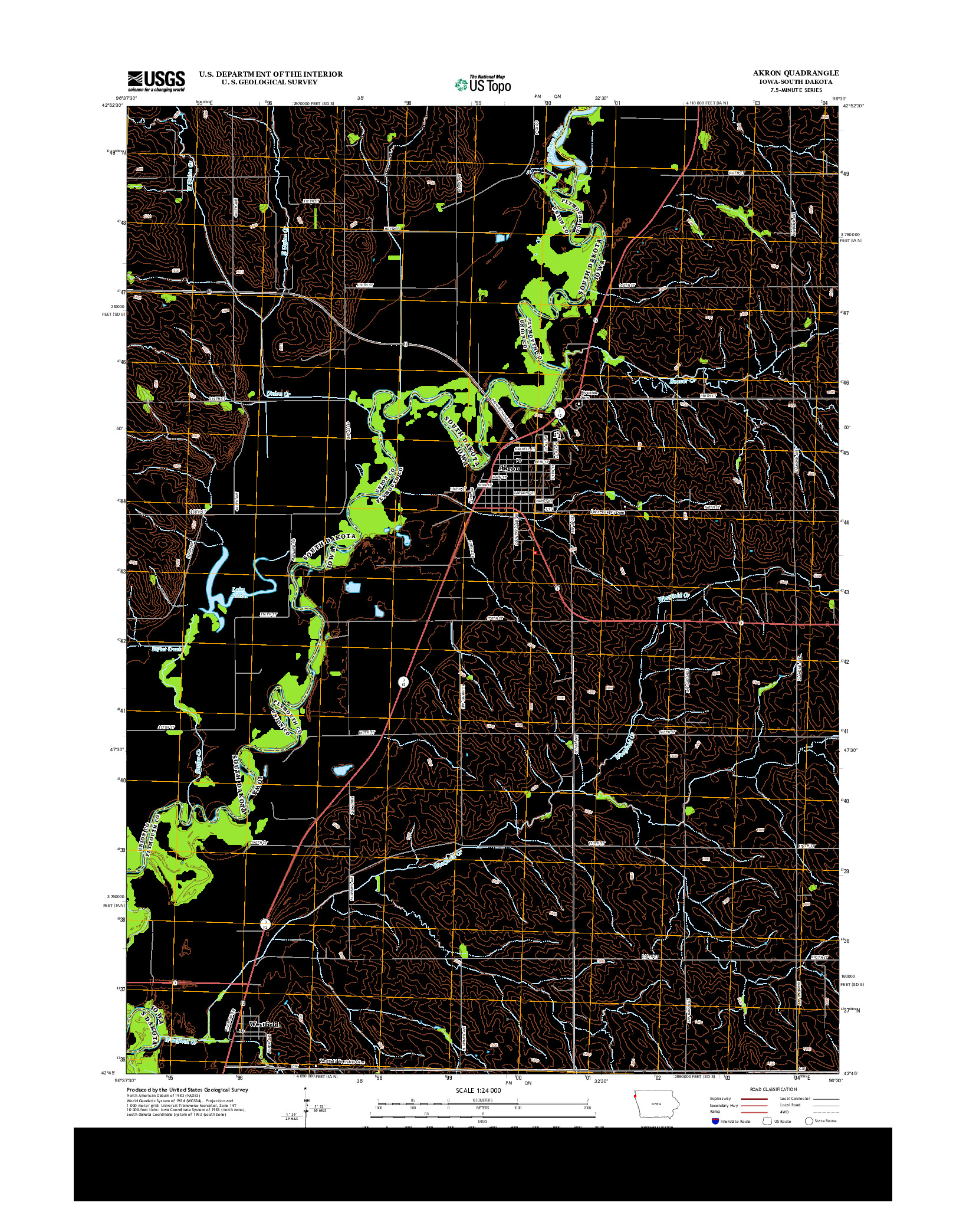 USGS US TOPO 7.5-MINUTE MAP FOR AKRON, IA-SD 2013