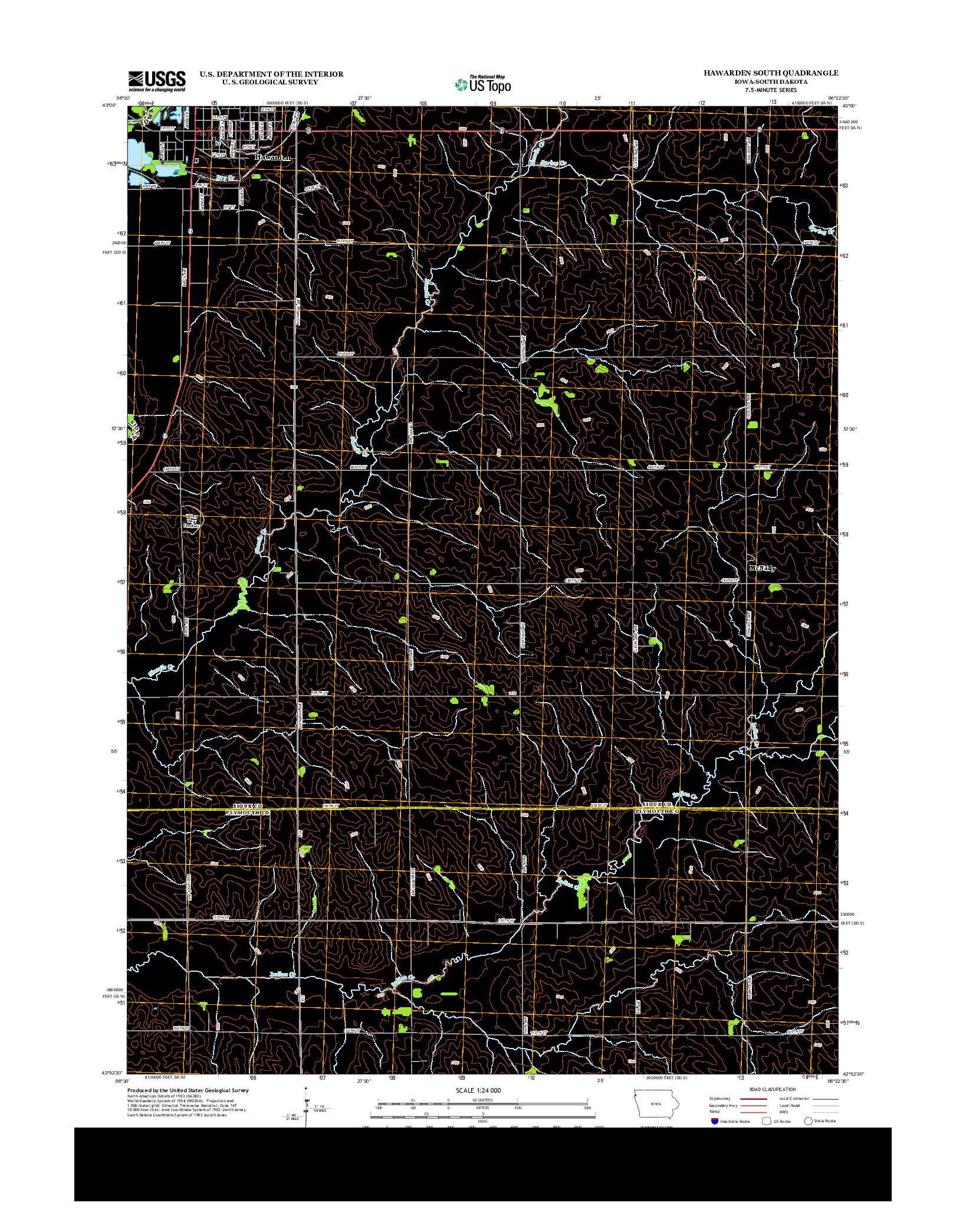 USGS US TOPO 7.5-MINUTE MAP FOR HAWARDEN SOUTH, IA-SD 2013