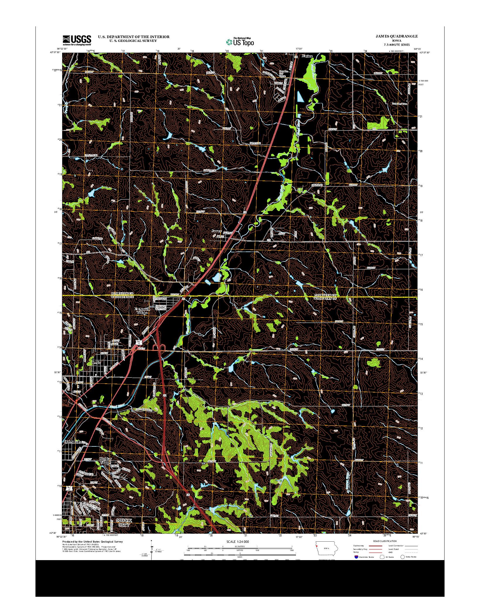 USGS US TOPO 7.5-MINUTE MAP FOR JAMES, IA 2013