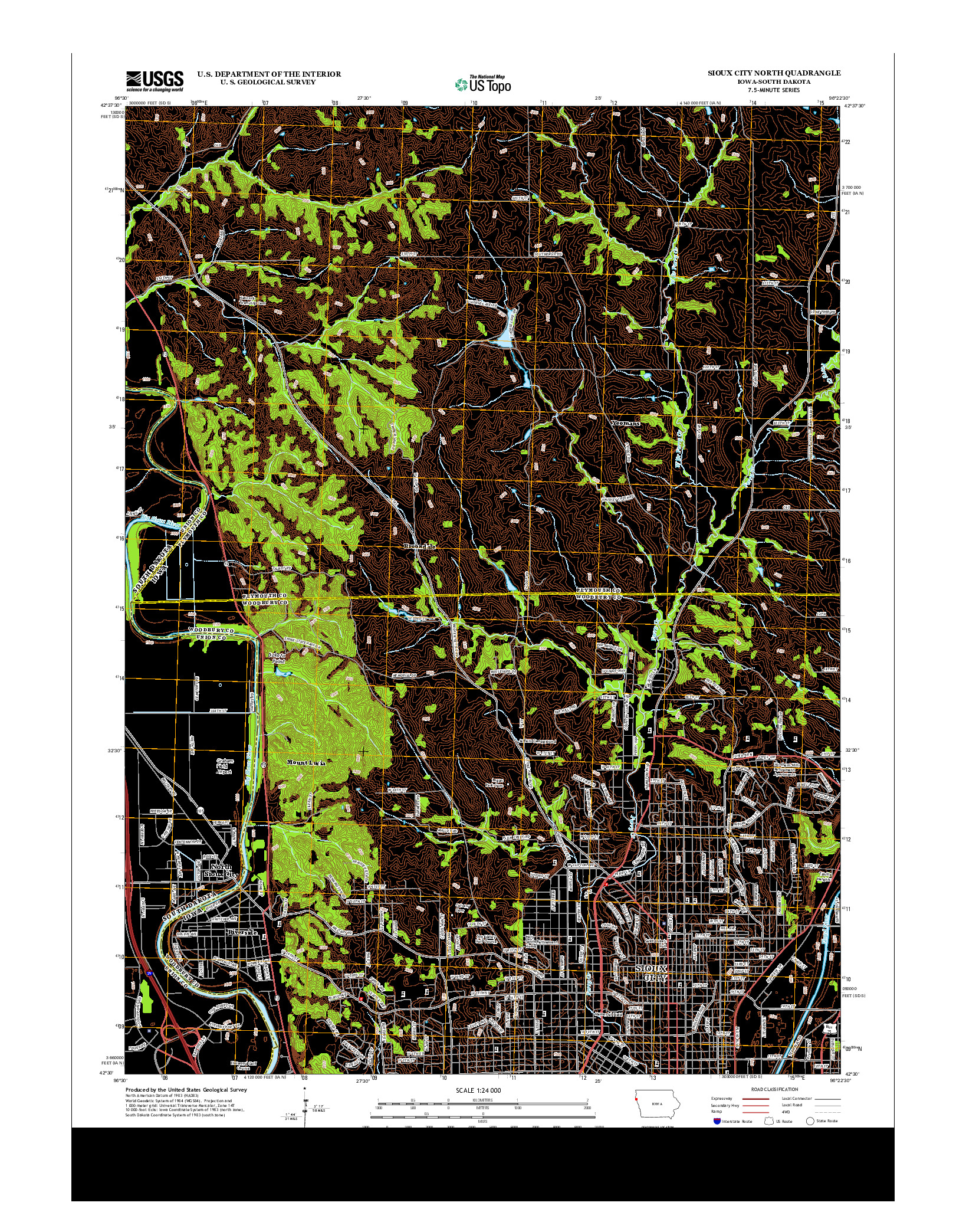 USGS US TOPO 7.5-MINUTE MAP FOR SIOUX CITY NORTH, IA-SD 2013