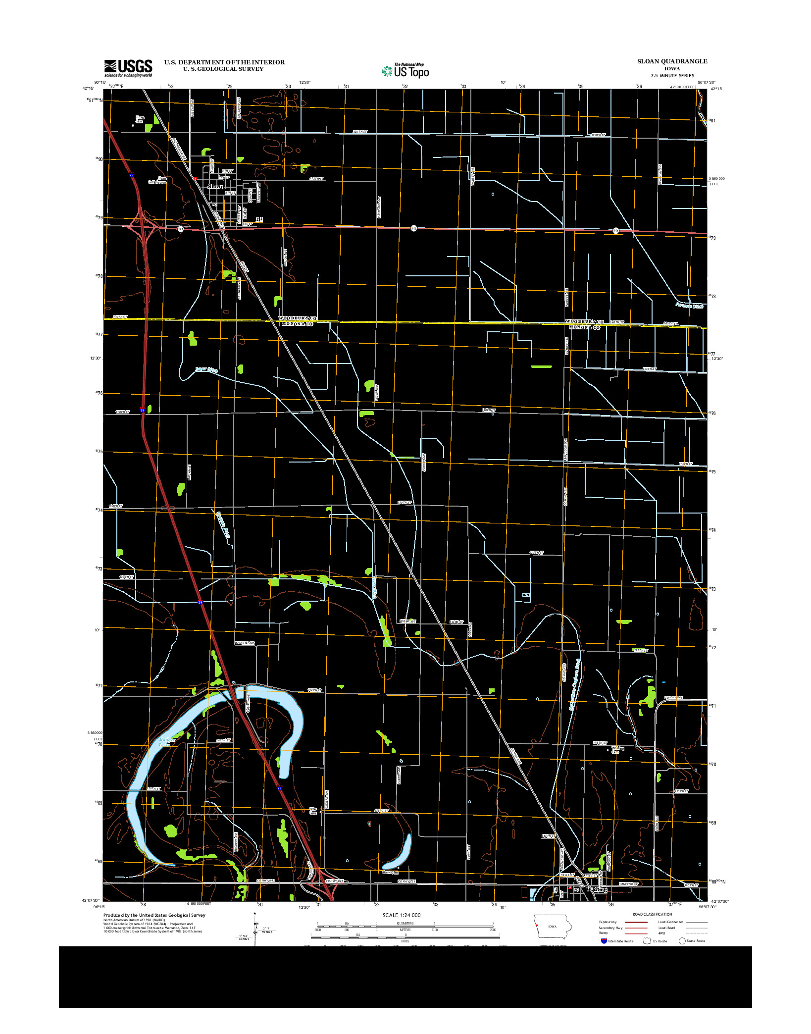 USGS US TOPO 7.5-MINUTE MAP FOR SLOAN, IA 2013