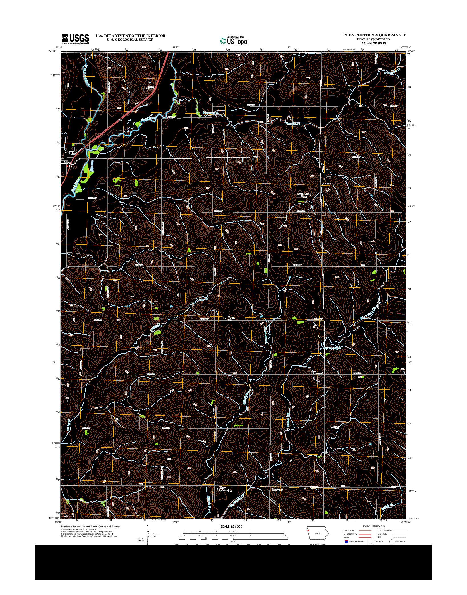 USGS US TOPO 7.5-MINUTE MAP FOR UNION CENTER NW, IA 2013