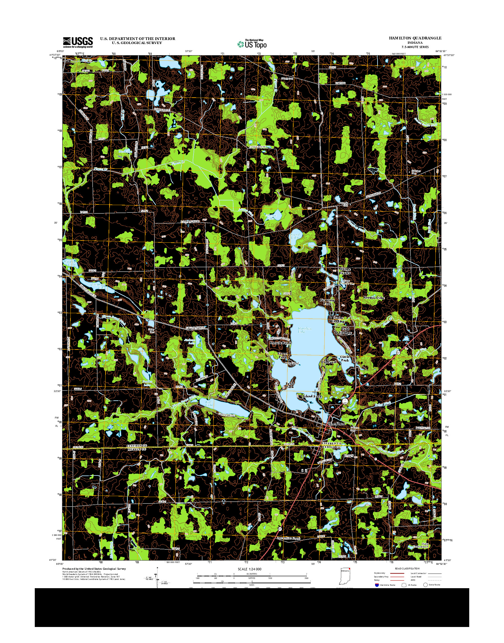 USGS US TOPO 7.5-MINUTE MAP FOR HAMILTON, IN 2013