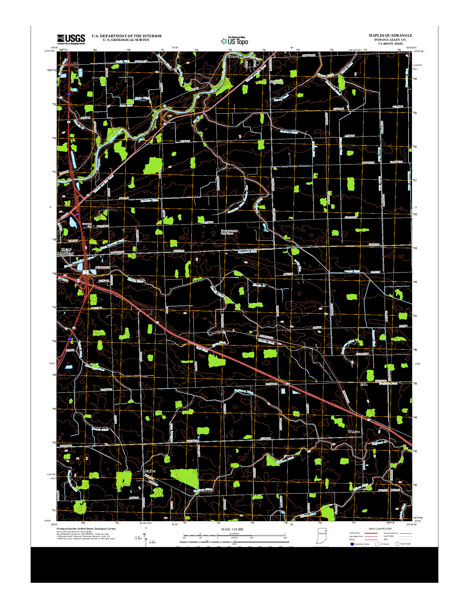 USGS US TOPO 7.5-MINUTE MAP FOR MAPLES, IN 2013