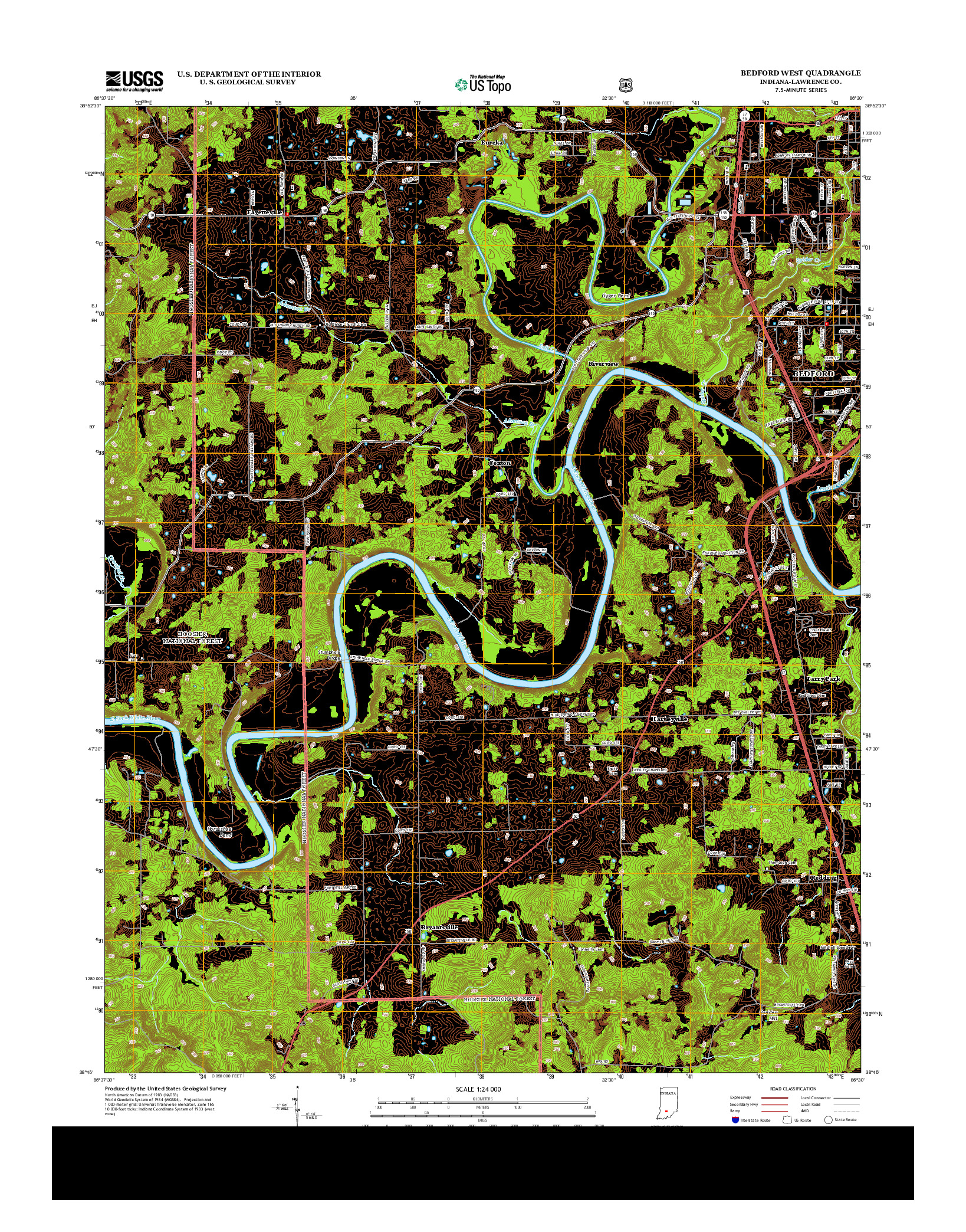 USGS US TOPO 7.5-MINUTE MAP FOR BEDFORD WEST, IN 2013