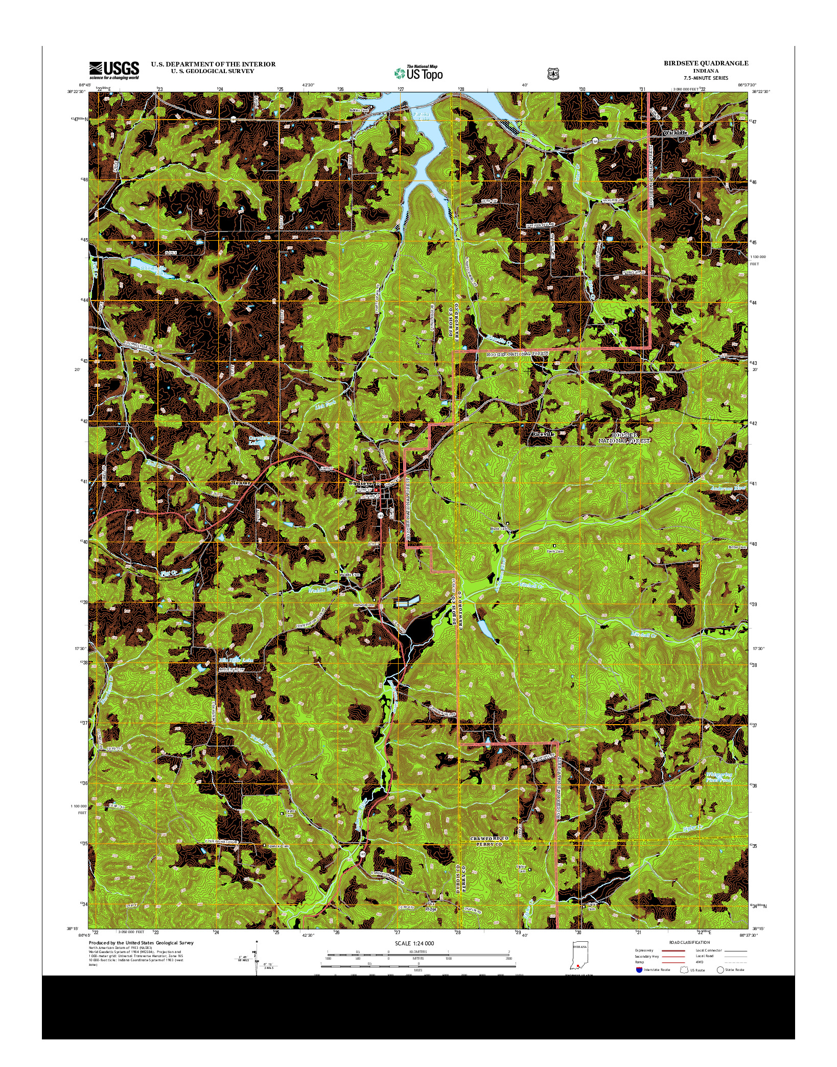 USGS US TOPO 7.5-MINUTE MAP FOR BIRDSEYE, IN 2013