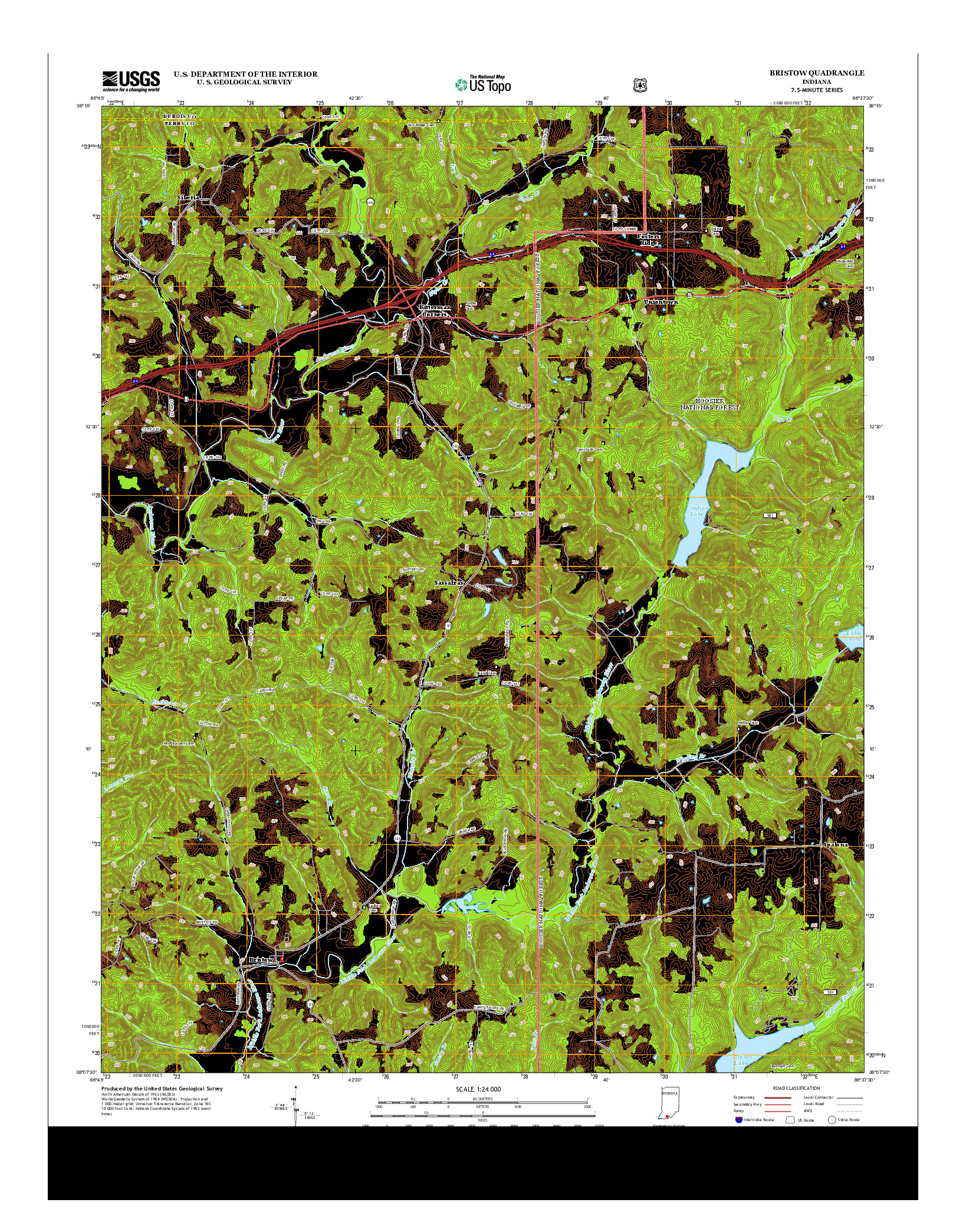 USGS US TOPO 7.5-MINUTE MAP FOR BRISTOW, IN 2013