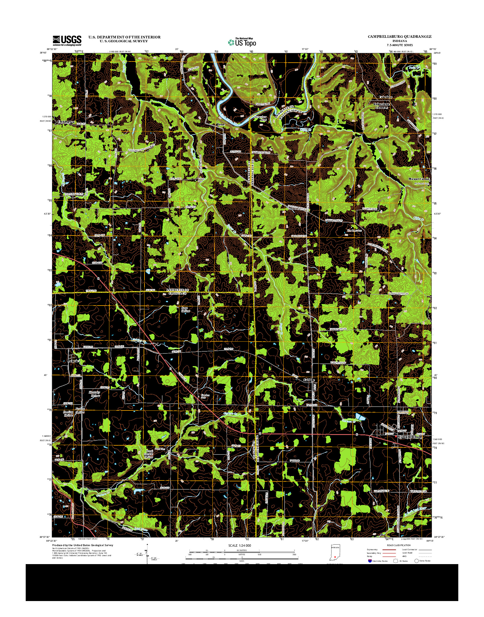 USGS US TOPO 7.5-MINUTE MAP FOR CAMPBELLSBURG, IN 2013