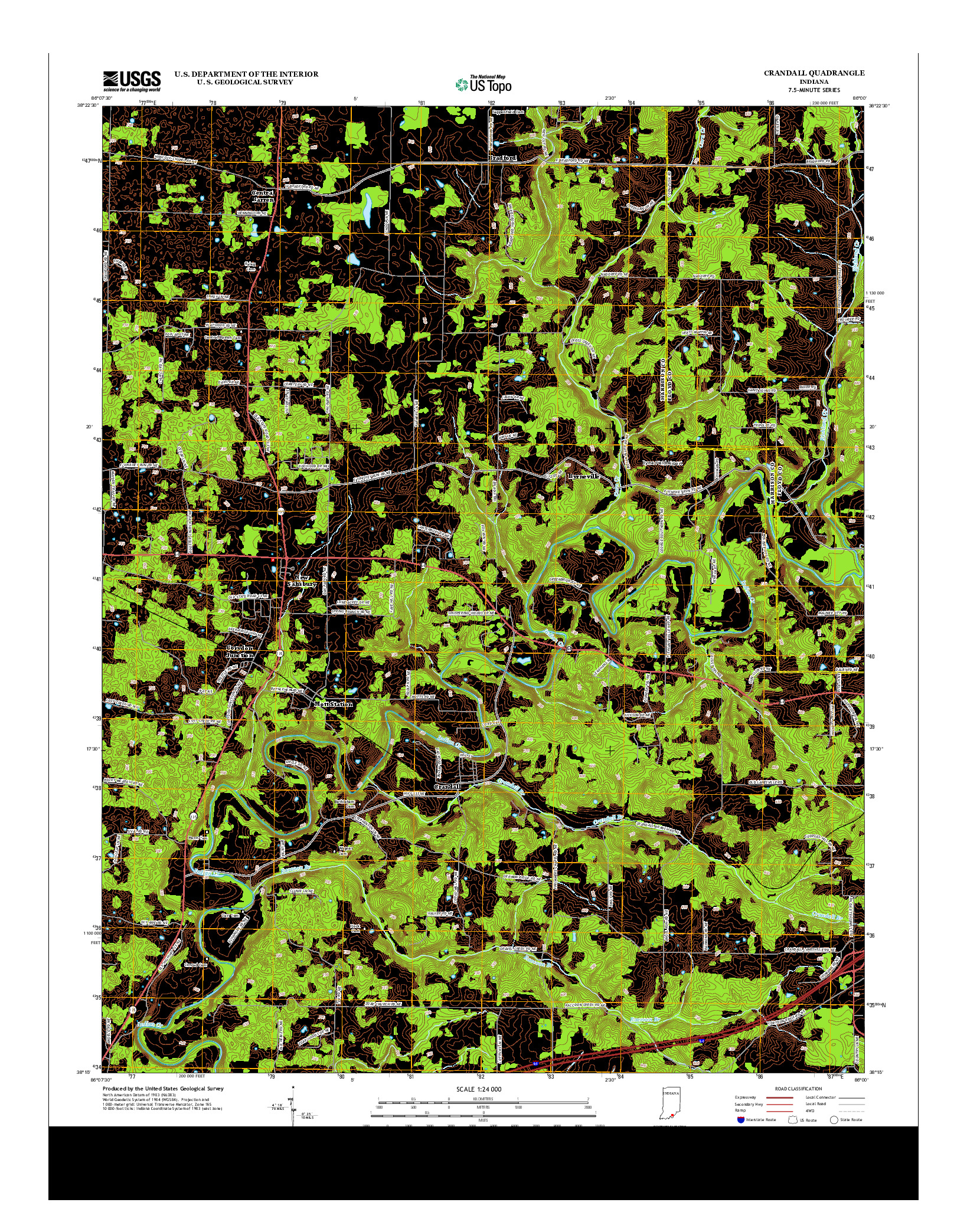 USGS US TOPO 7.5-MINUTE MAP FOR CRANDALL, IN 2013