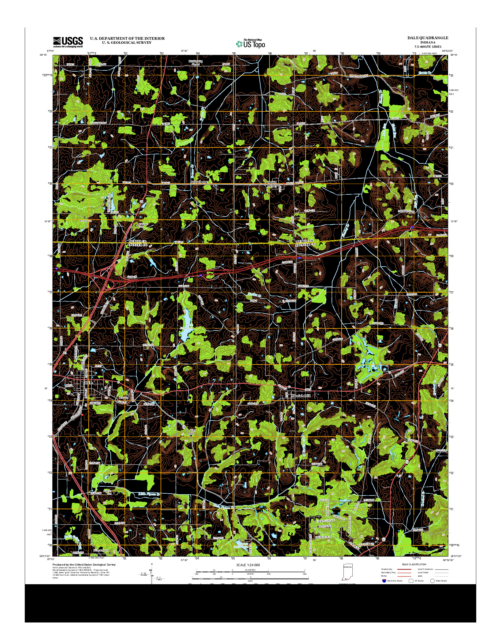 USGS US TOPO 7.5-MINUTE MAP FOR DALE, IN 2013