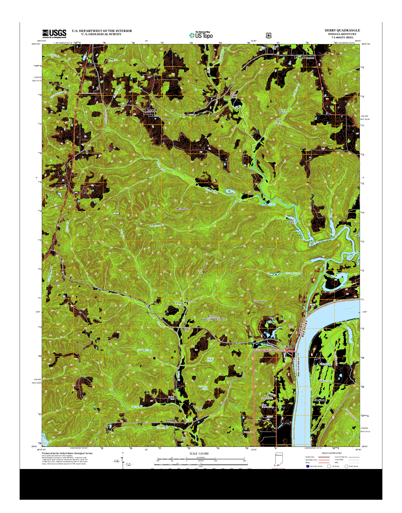 USGS US TOPO 7.5-MINUTE MAP FOR DERBY, IN-KY 2013
