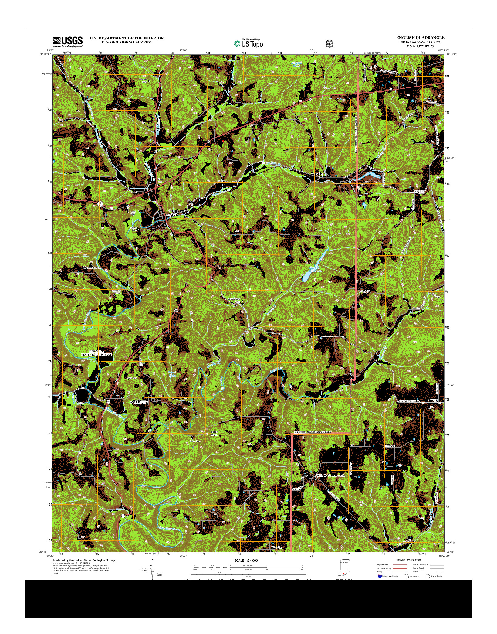 USGS US TOPO 7.5-MINUTE MAP FOR ENGLISH, IN 2013