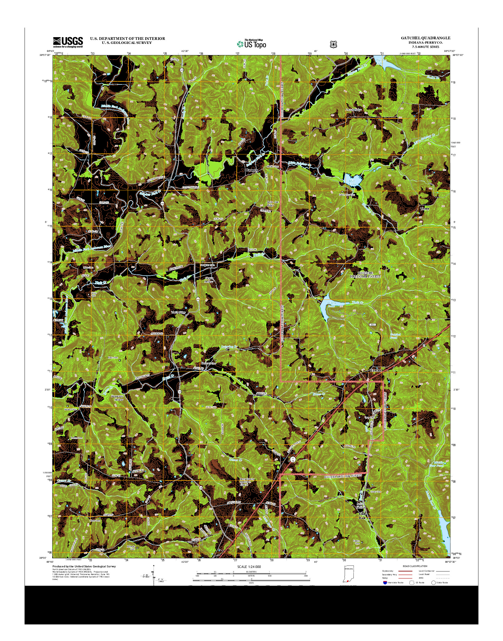 USGS US TOPO 7.5-MINUTE MAP FOR GATCHEL, IN 2013