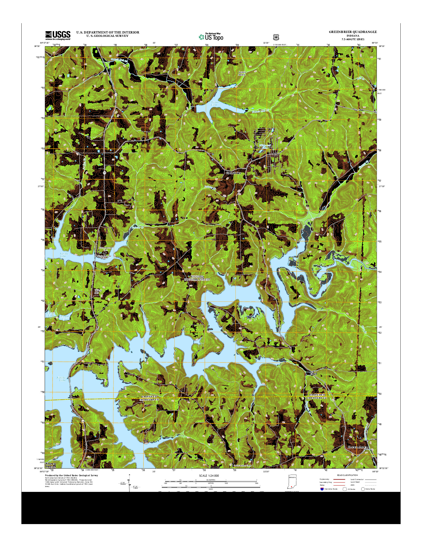 USGS US TOPO 7.5-MINUTE MAP FOR GREENBRIER, IN 2013