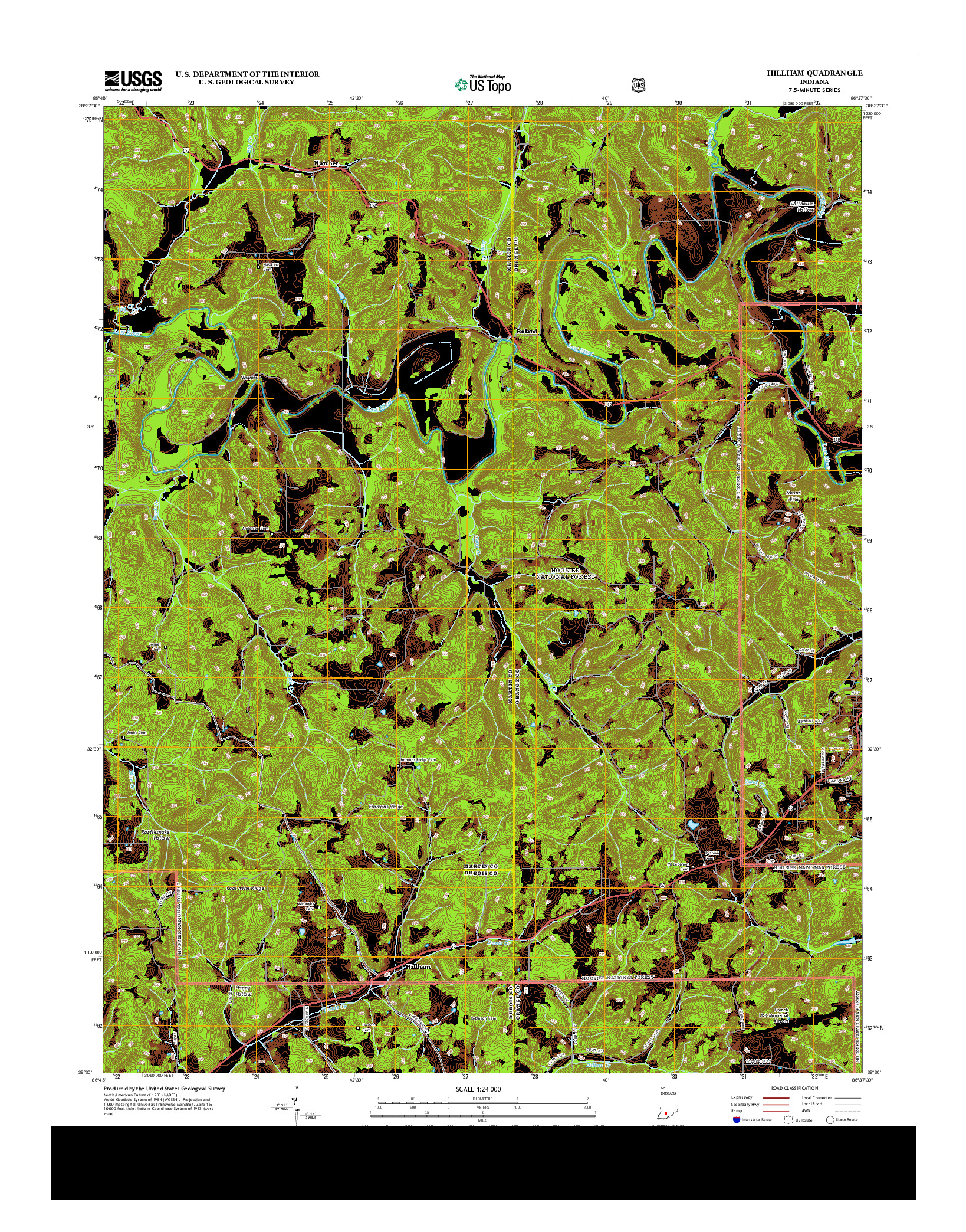 USGS US TOPO 7.5-MINUTE MAP FOR HILLHAM, IN 2013