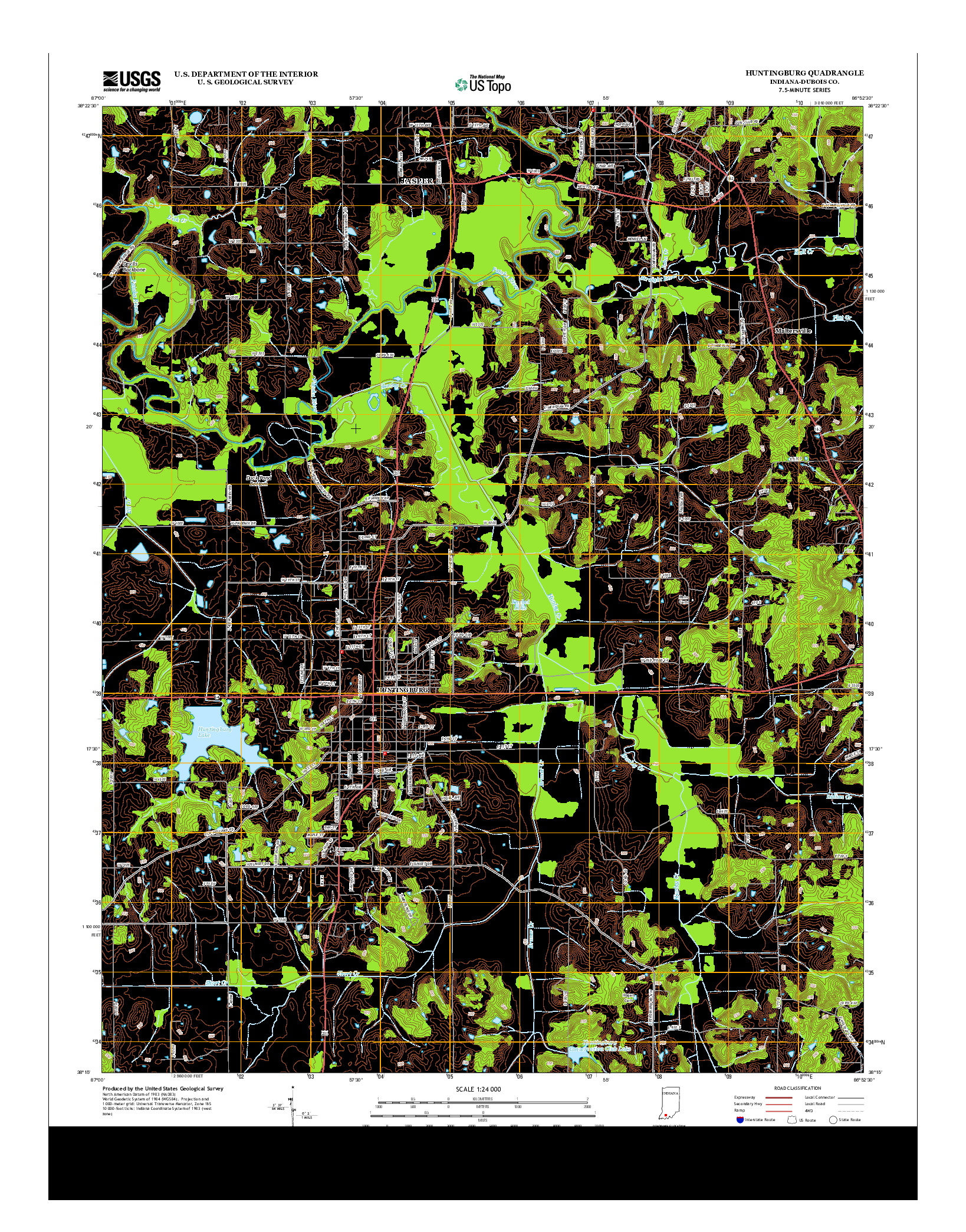 USGS US TOPO 7.5-MINUTE MAP FOR HUNTINGBURG, IN 2013