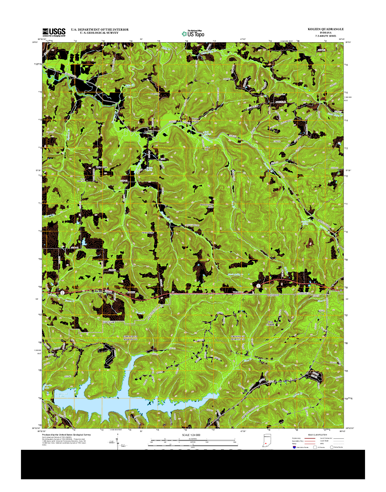 USGS US TOPO 7.5-MINUTE MAP FOR KOLEEN, IN 2013