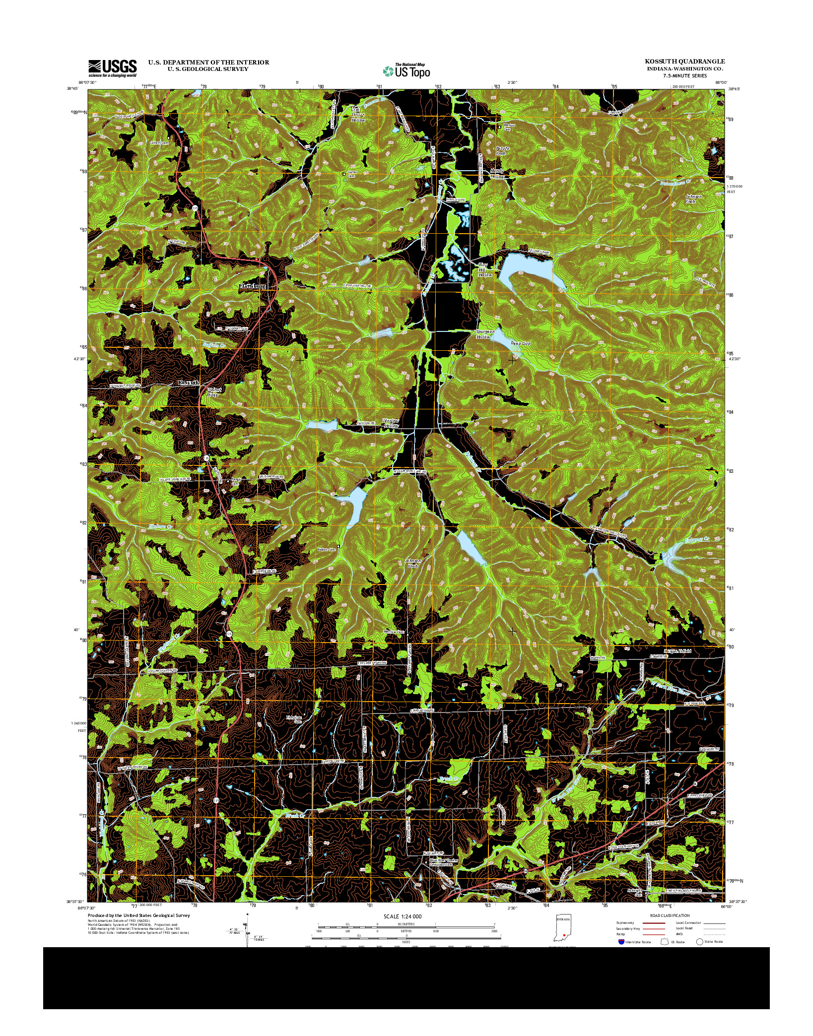 USGS US TOPO 7.5-MINUTE MAP FOR KOSSUTH, IN 2013