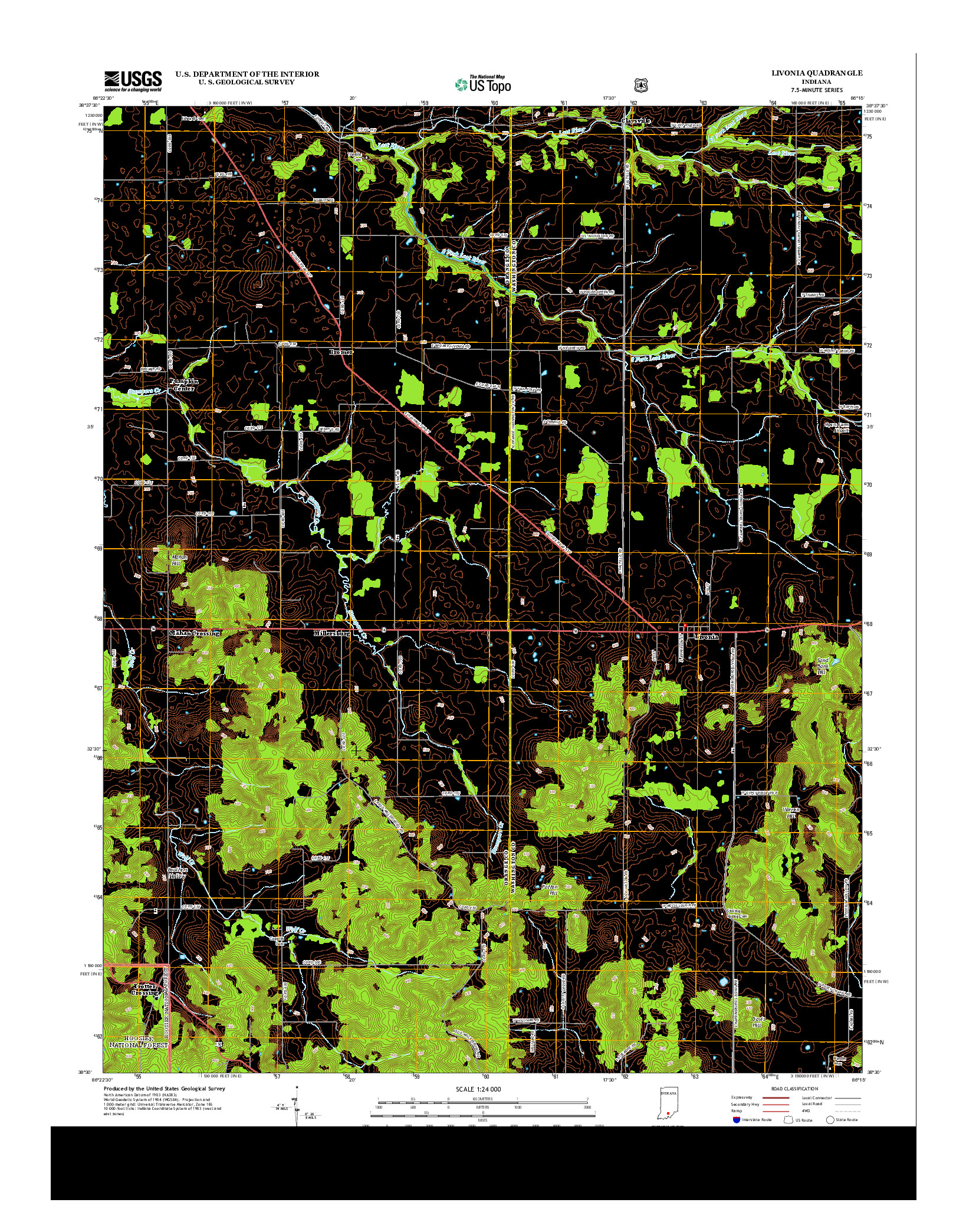 USGS US TOPO 7.5-MINUTE MAP FOR LIVONIA, IN 2013