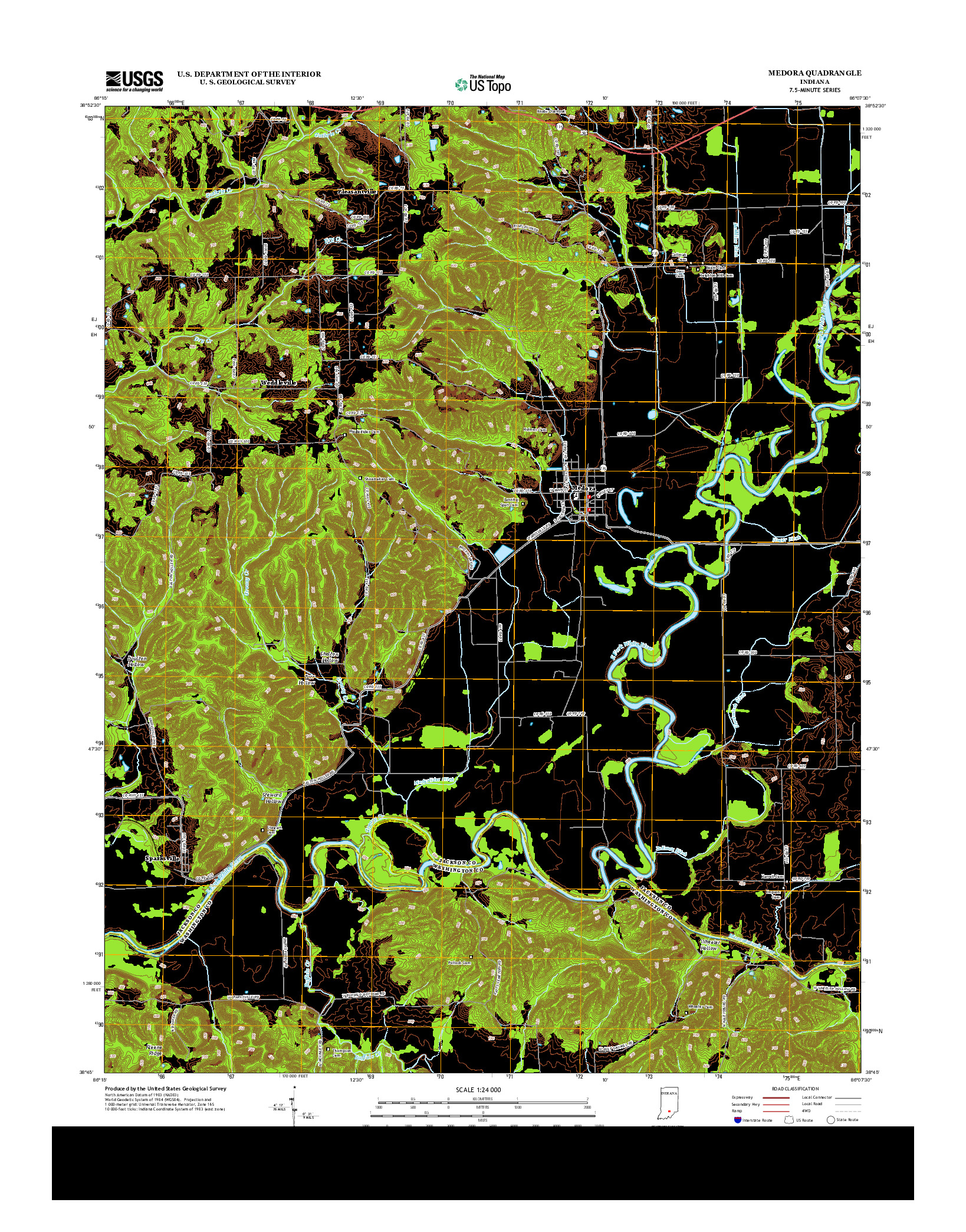 USGS US TOPO 7.5-MINUTE MAP FOR MEDORA, IN 2013