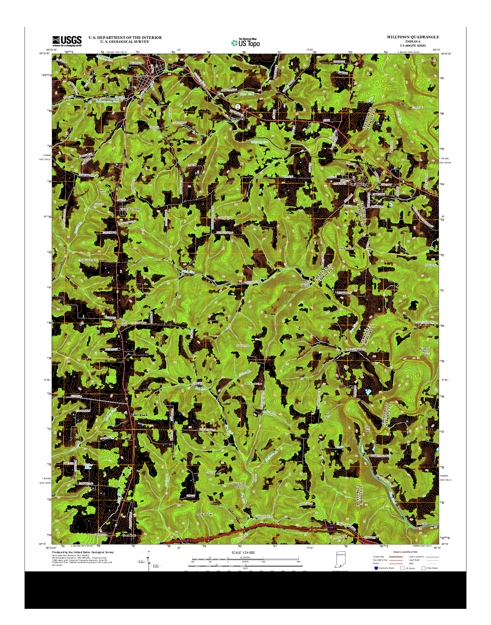 USGS US TOPO 7.5-MINUTE MAP FOR MILLTOWN, IN 2013