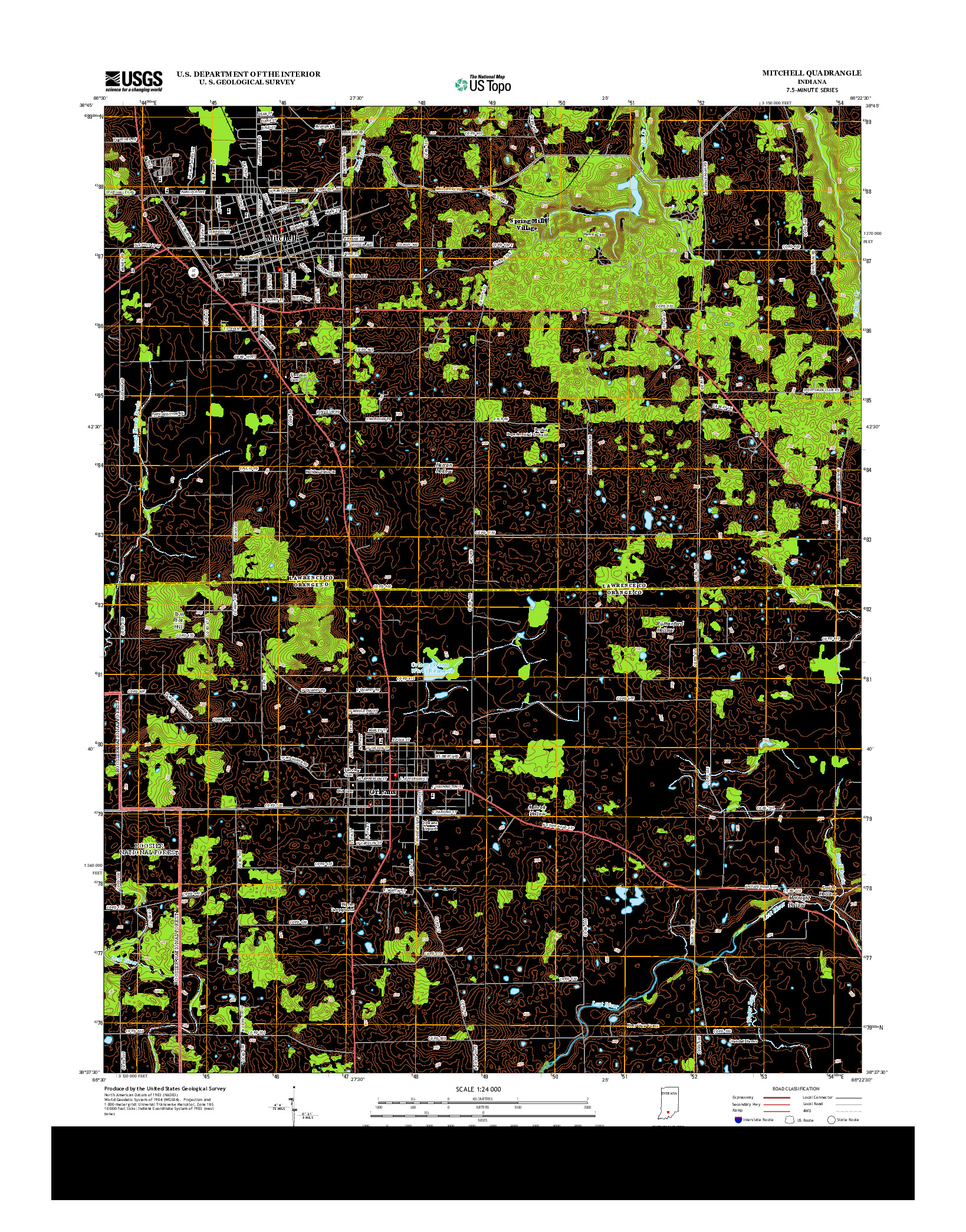 USGS US TOPO 7.5-MINUTE MAP FOR MITCHELL, IN 2013