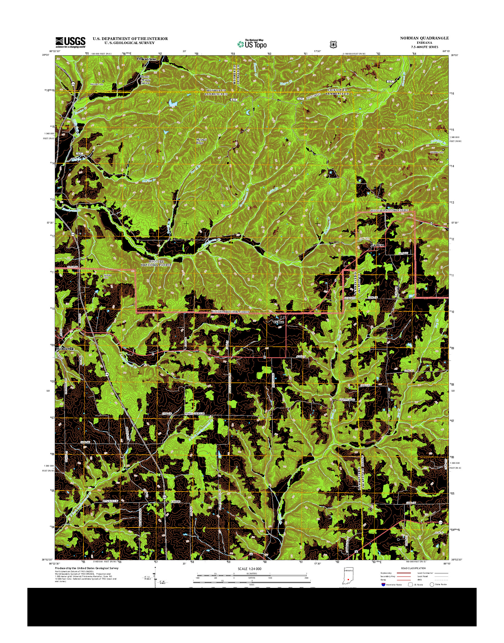 USGS US TOPO 7.5-MINUTE MAP FOR NORMAN, IN 2013