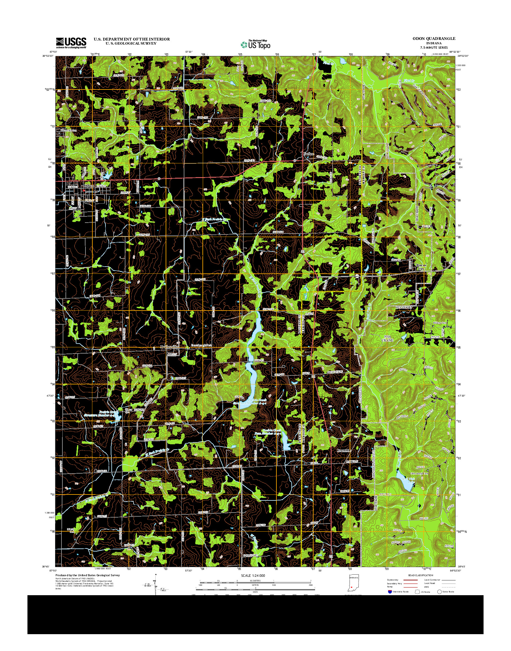 USGS US TOPO 7.5-MINUTE MAP FOR ODON, IN 2013