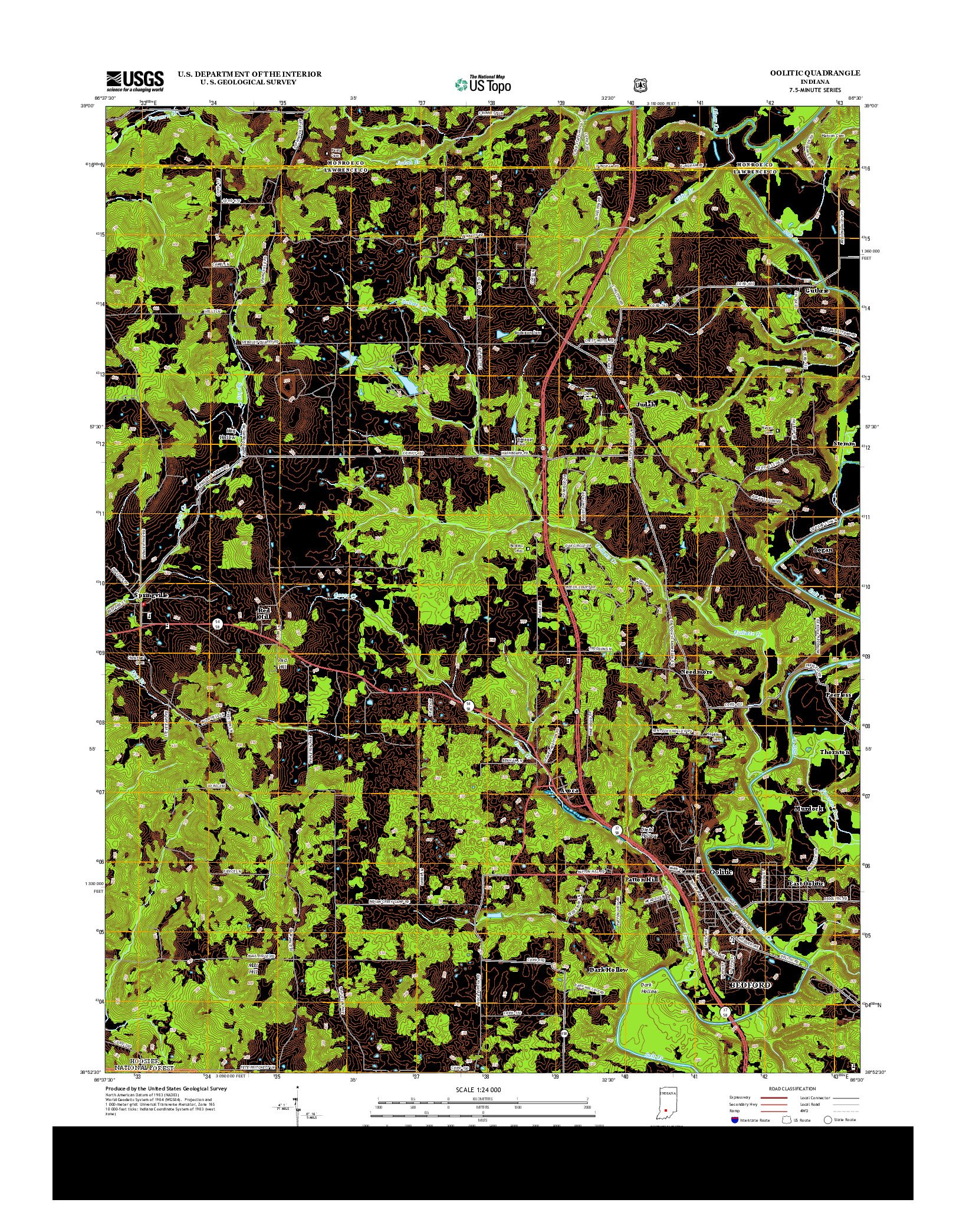 USGS US TOPO 7.5-MINUTE MAP FOR OOLITIC, IN 2013