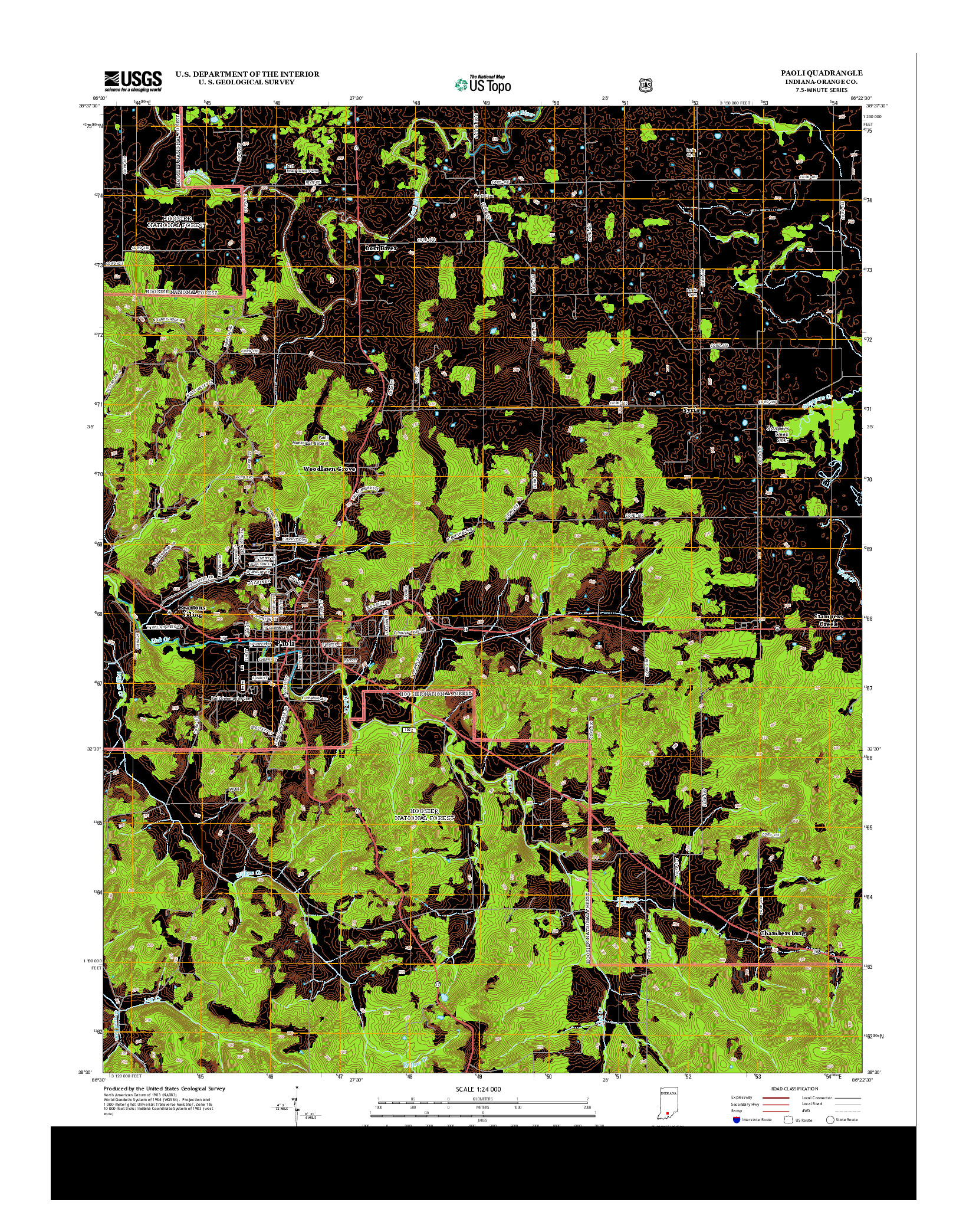 USGS US TOPO 7.5-MINUTE MAP FOR PAOLI, IN 2013