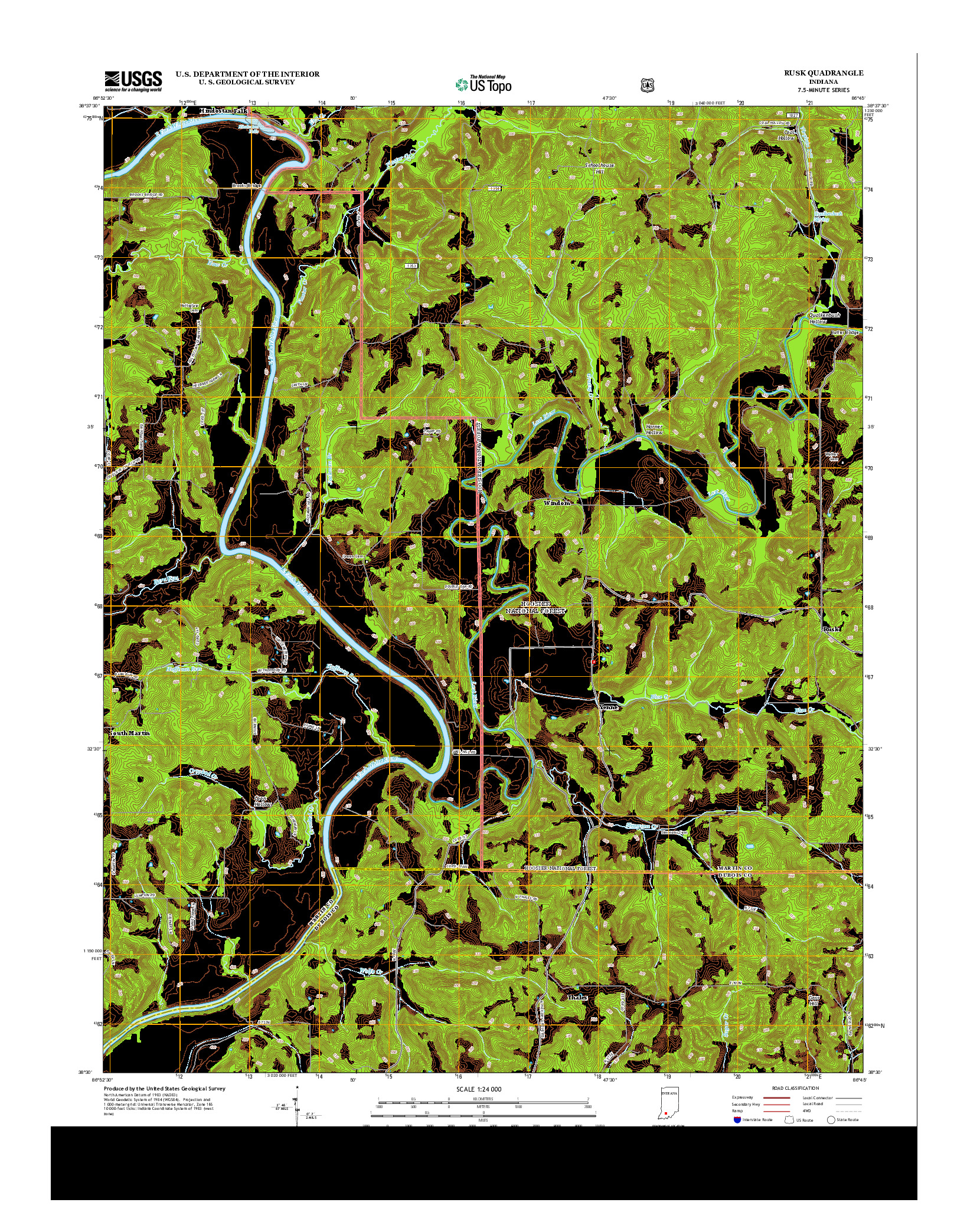 USGS US TOPO 7.5-MINUTE MAP FOR RUSK, IN 2013