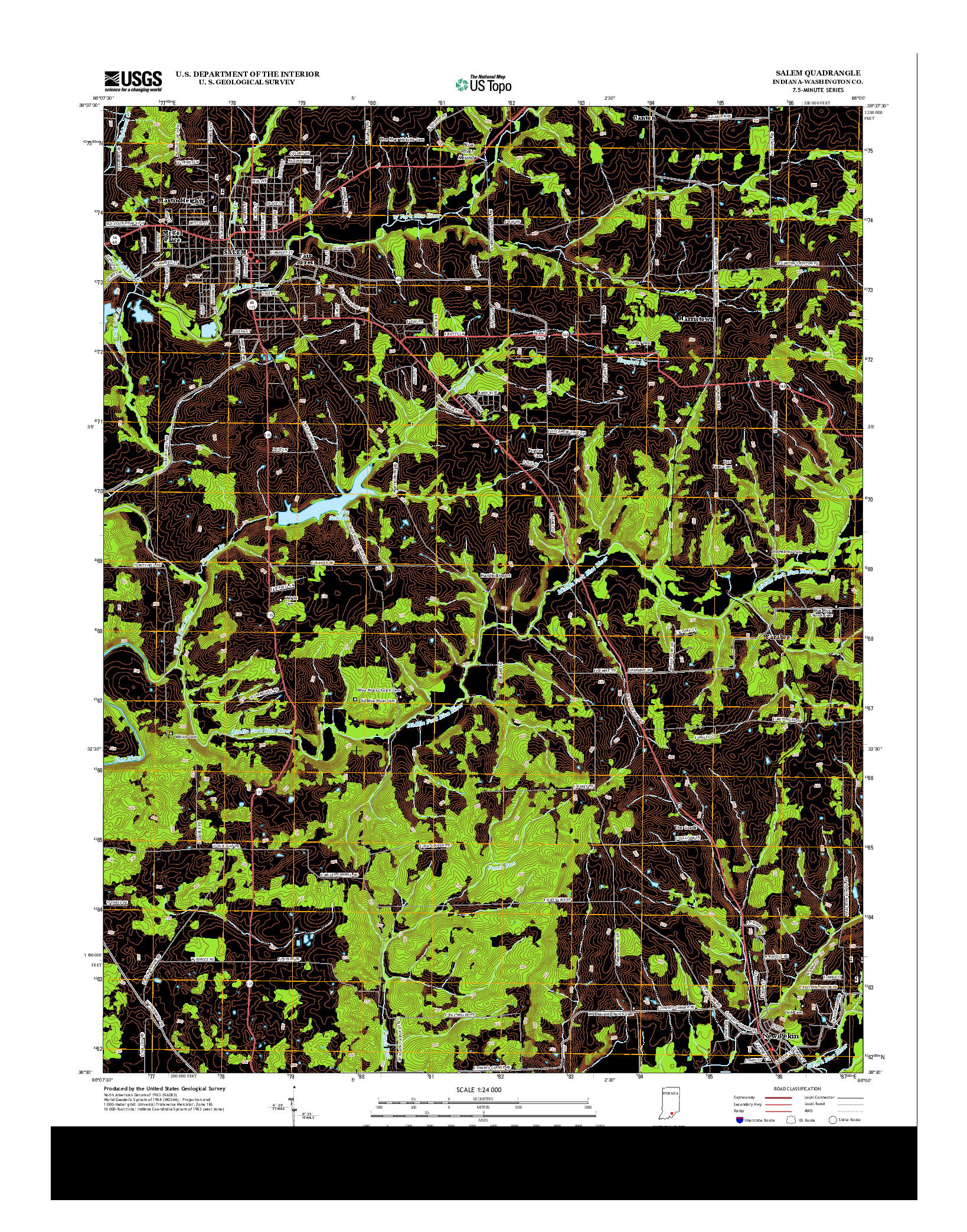 USGS US TOPO 7.5-MINUTE MAP FOR SALEM, IN 2013