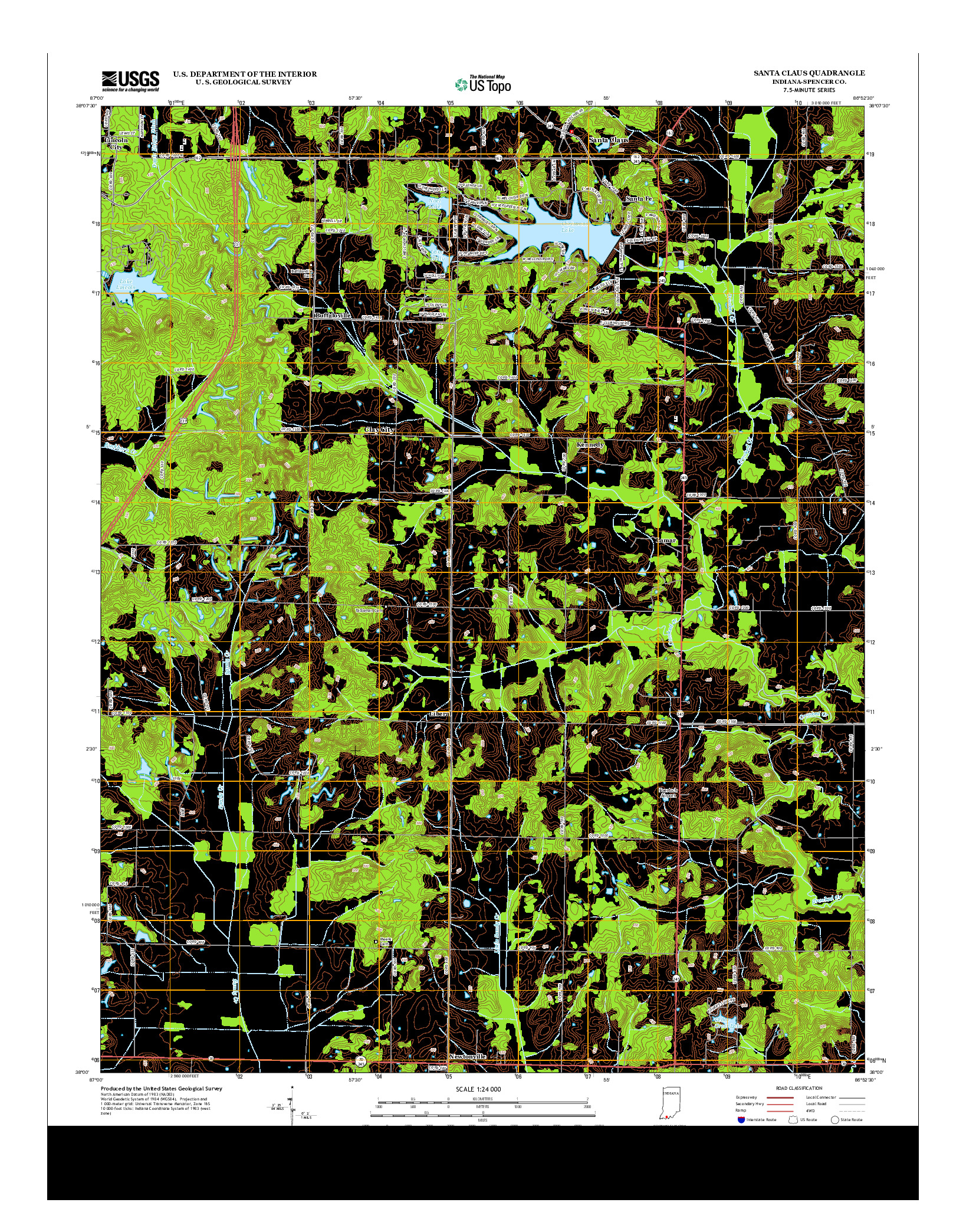 USGS US TOPO 7.5-MINUTE MAP FOR SANTA CLAUS, IN 2013