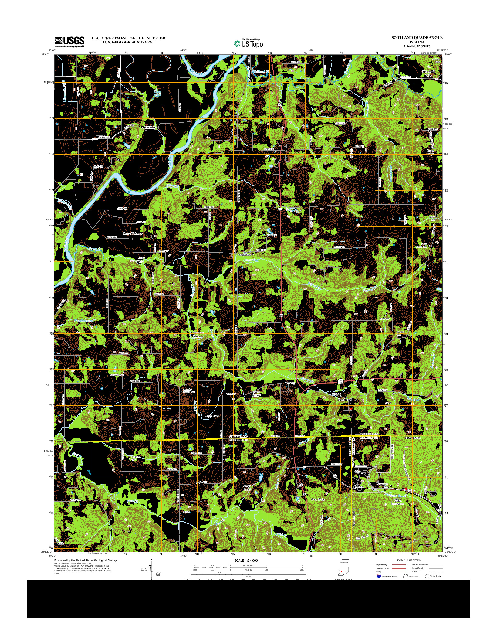 USGS US TOPO 7.5-MINUTE MAP FOR SCOTLAND, IN 2013