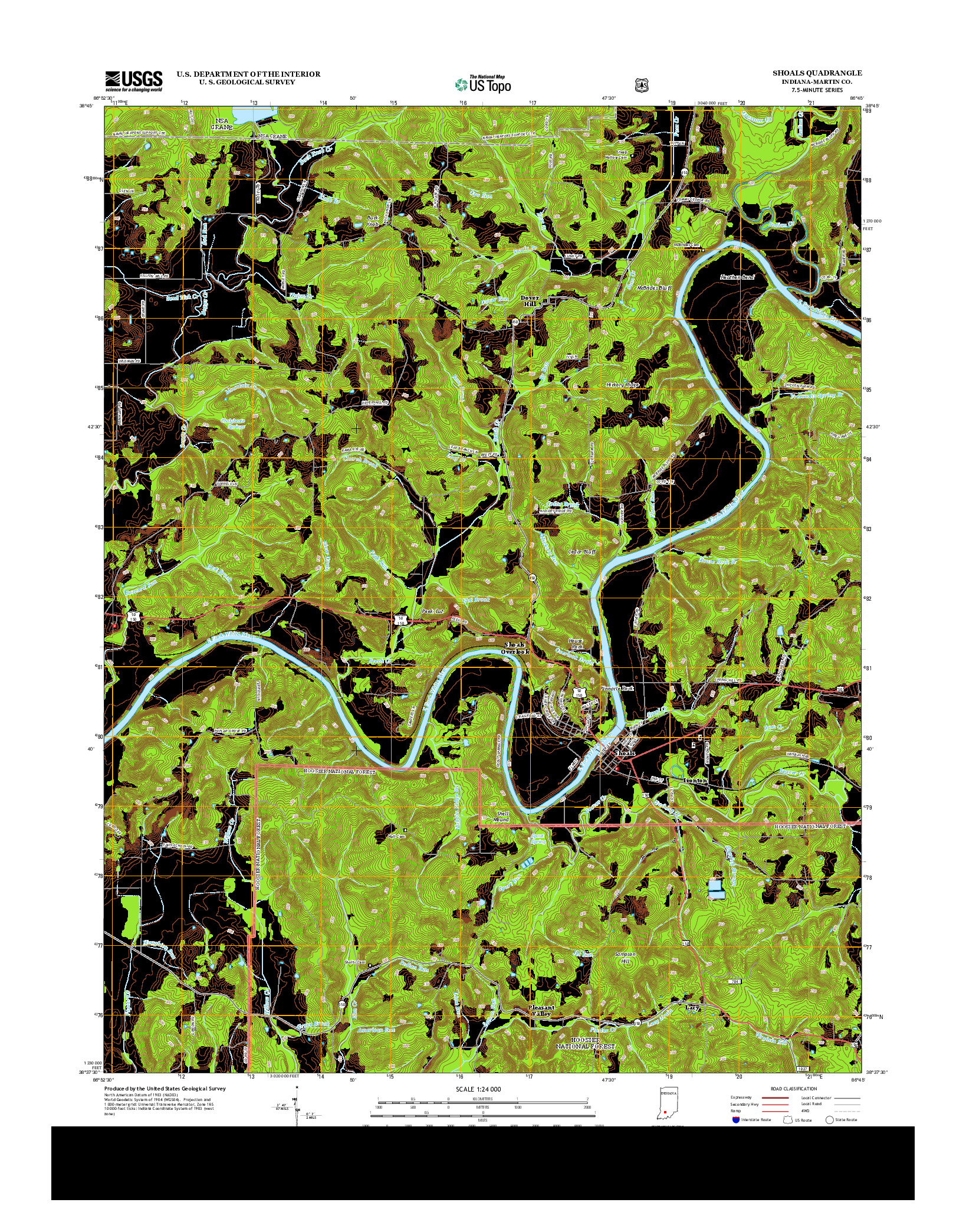 USGS US TOPO 7.5-MINUTE MAP FOR SHOALS, IN 2013