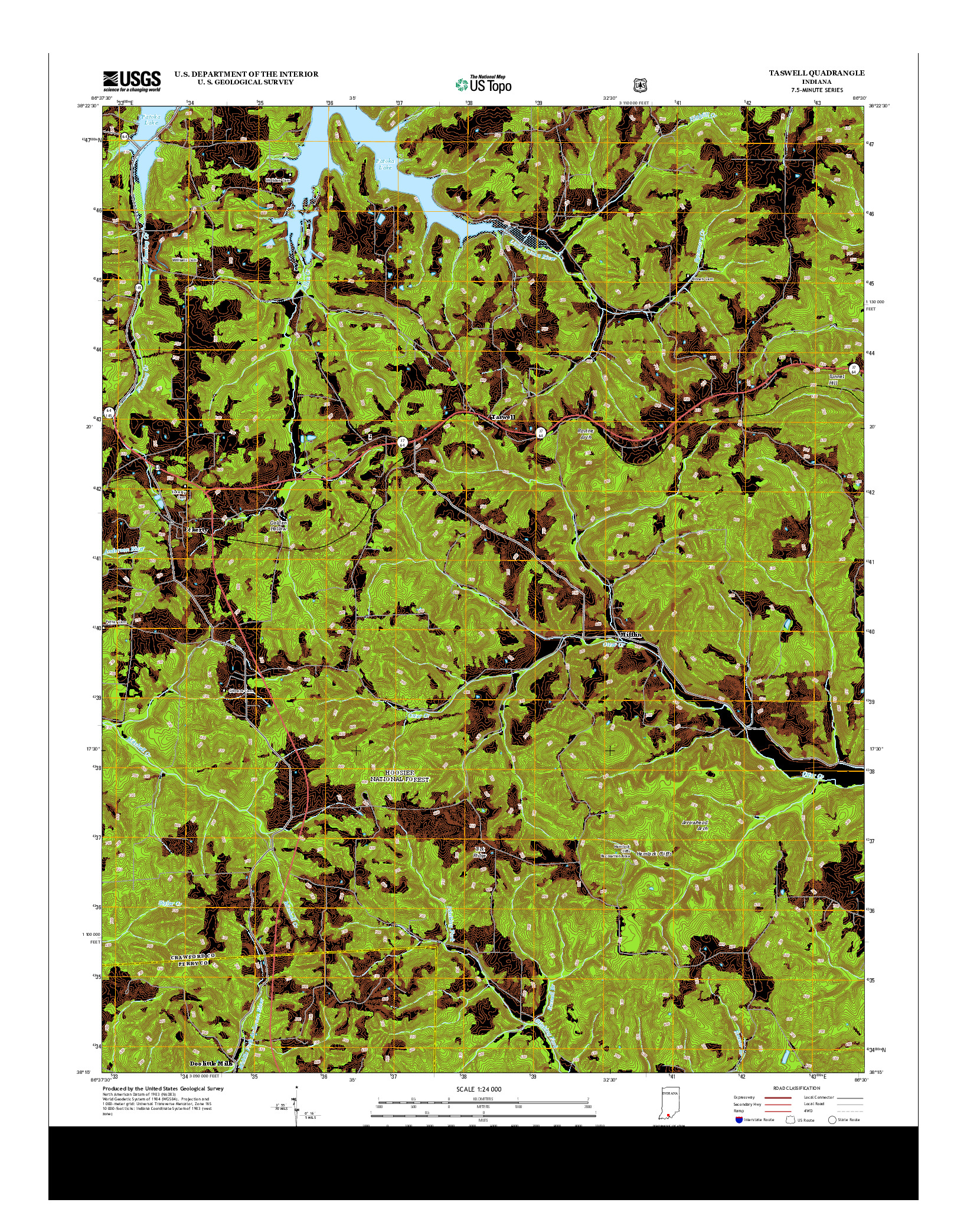 USGS US TOPO 7.5-MINUTE MAP FOR TASWELL, IN 2013