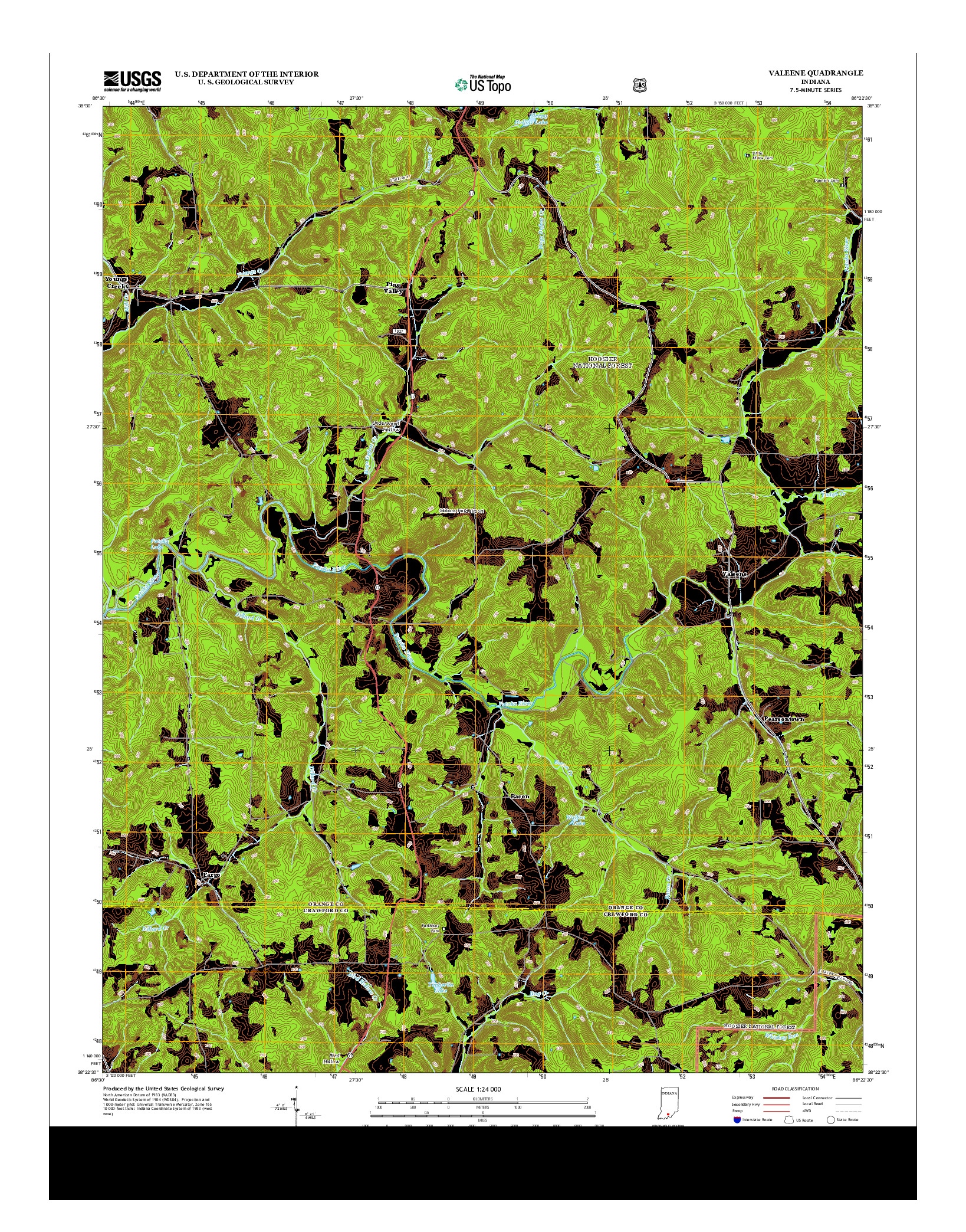 USGS US TOPO 7.5-MINUTE MAP FOR VALEENE, IN 2013