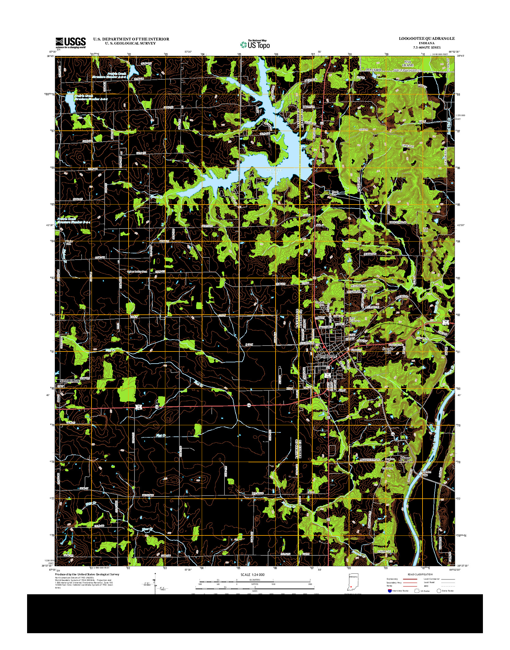 USGS US TOPO 7.5-MINUTE MAP FOR LOOGOOTEE, IN 2013